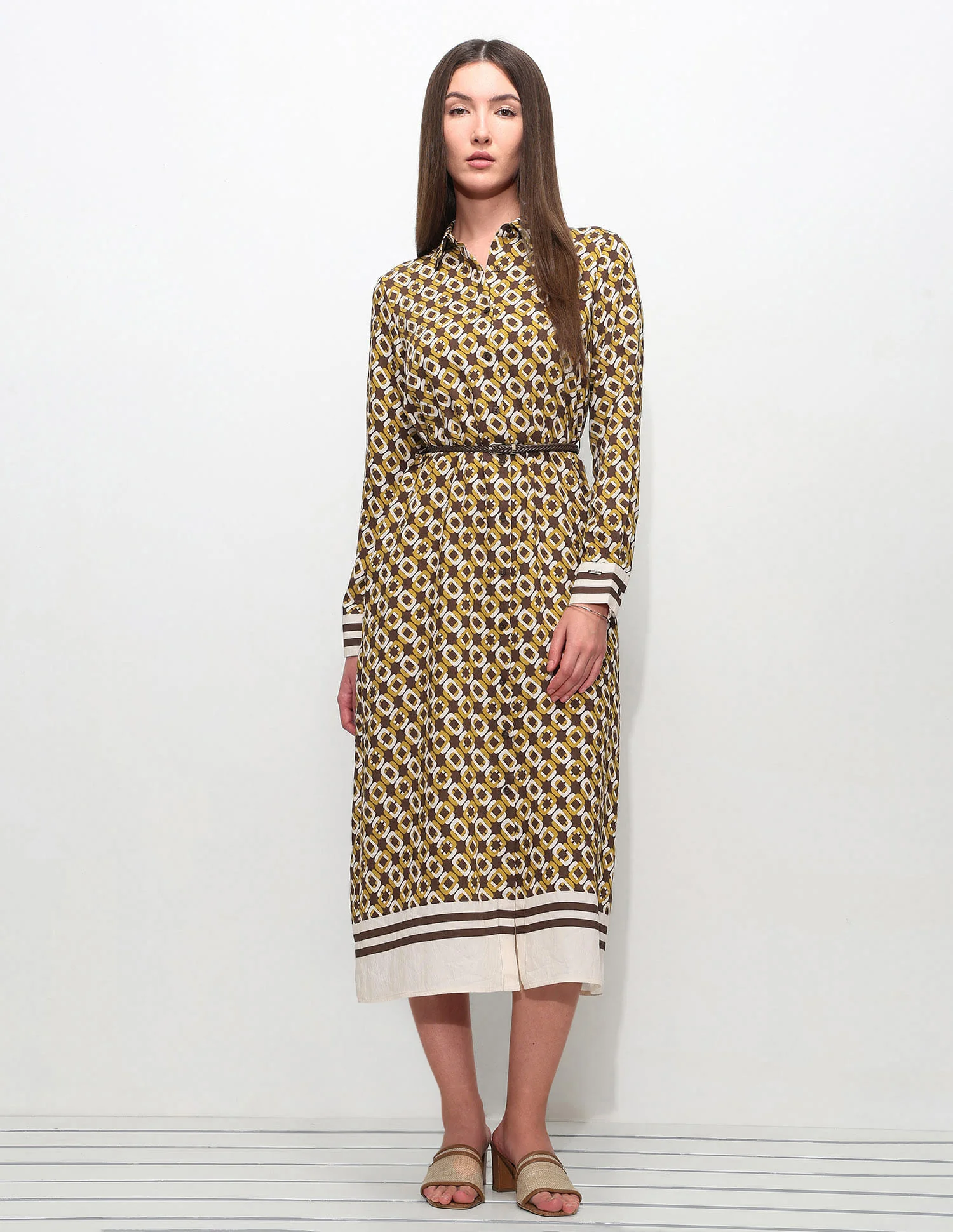 Geometric Printed Shirt Dress - Image 6