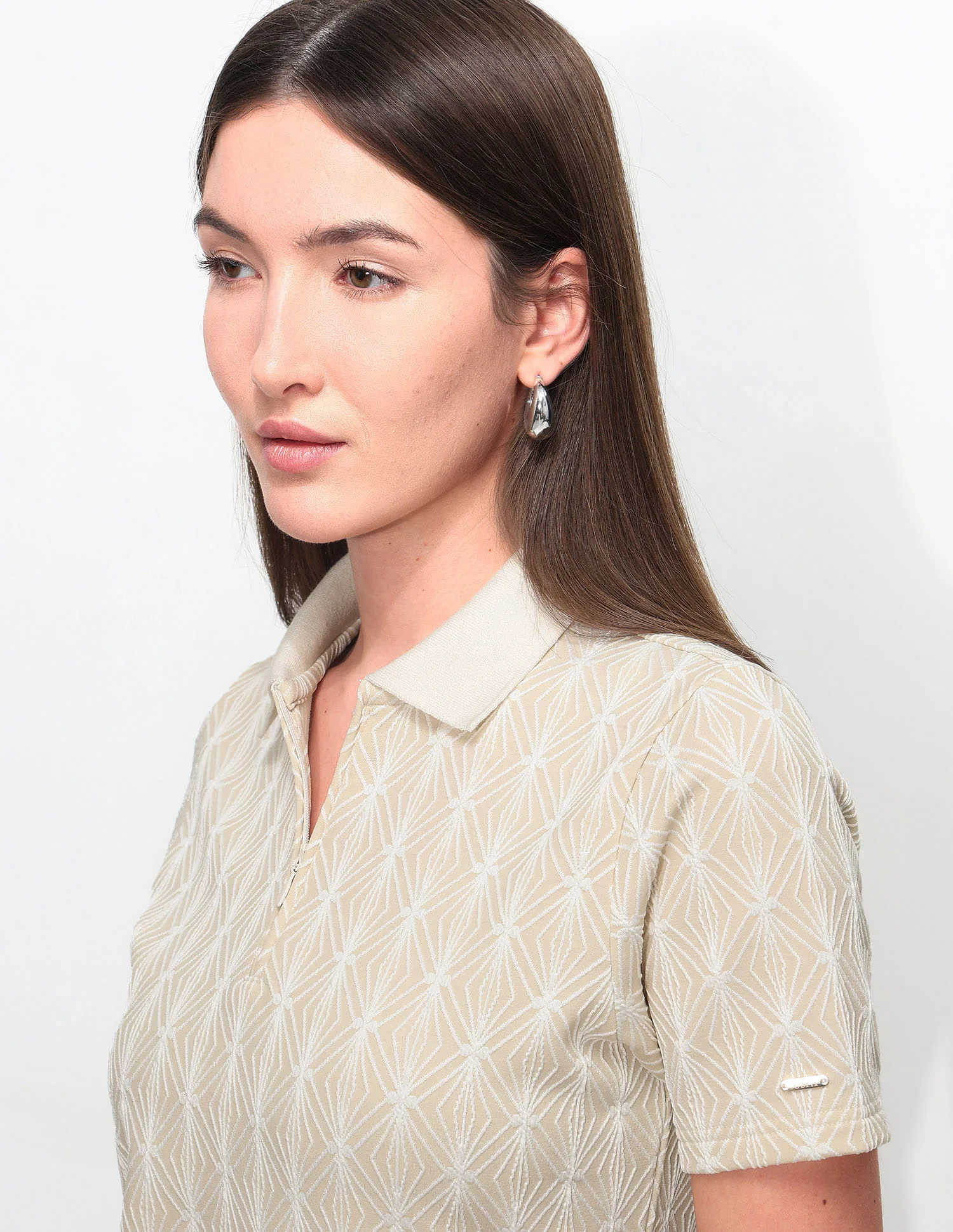 Geometric Self Design Polo Shirt Dress - Image 7