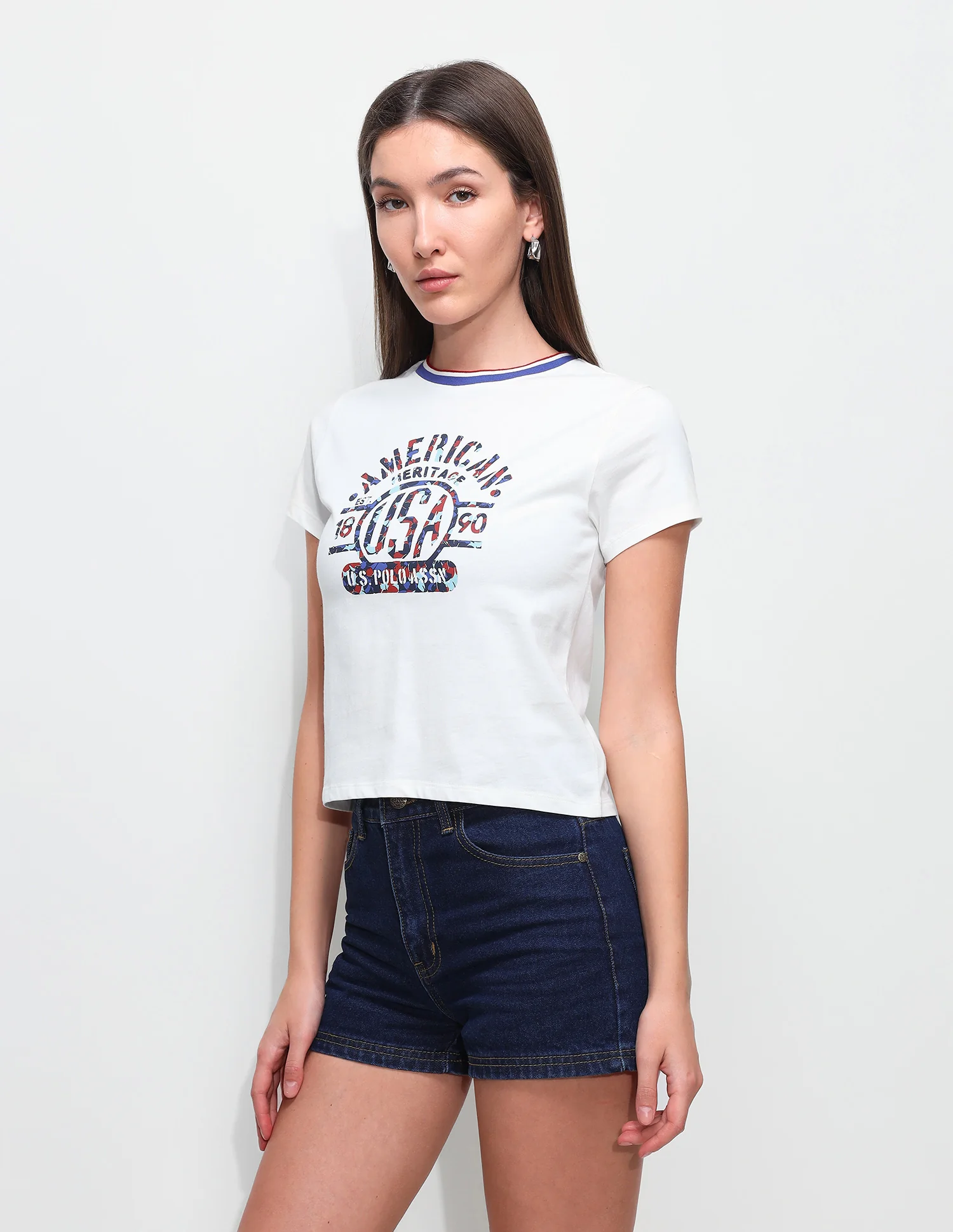 Graphic Brand Printed Fitted Ringer T-Shirt - Image 4