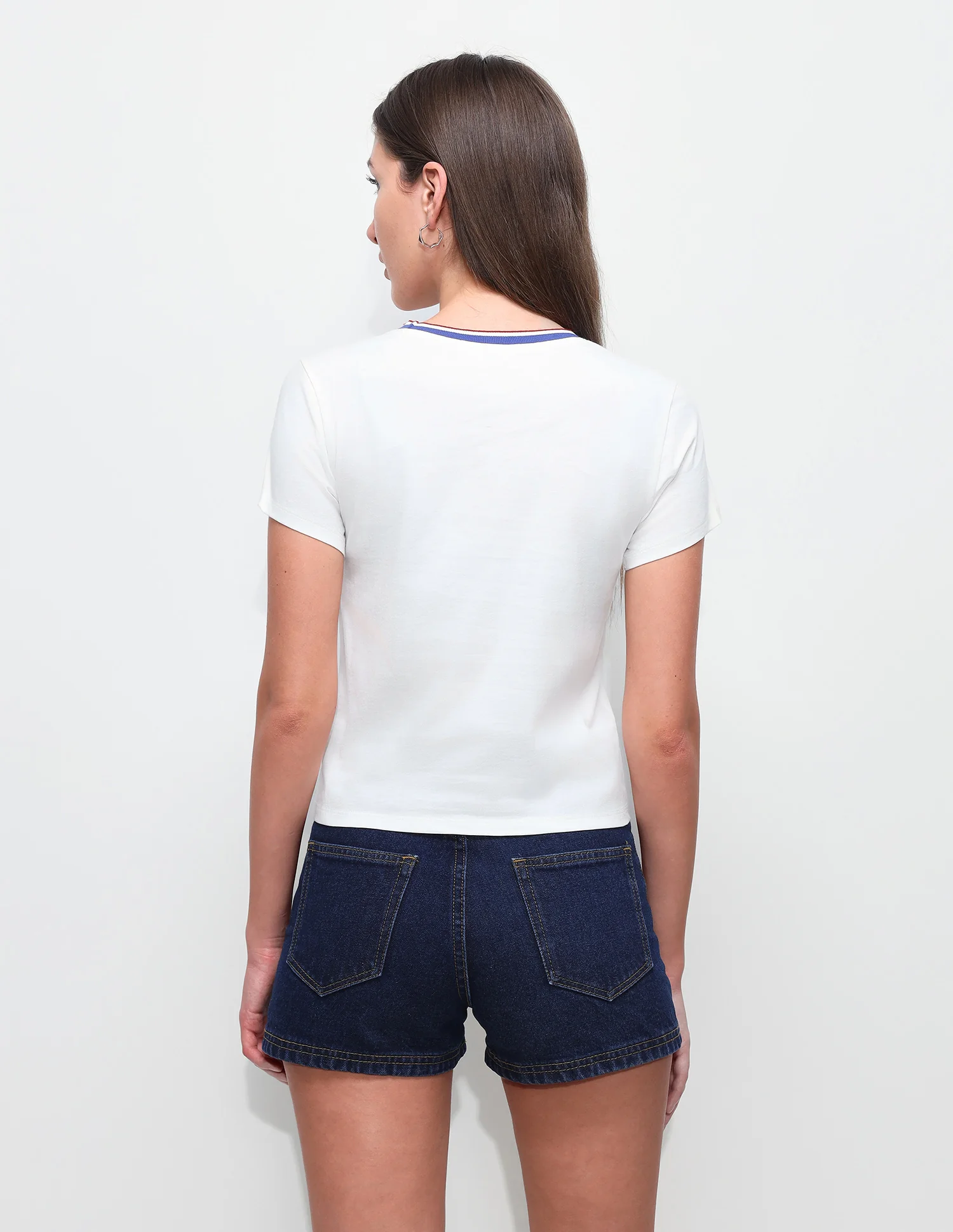Graphic Brand Printed Fitted Ringer T-Shirt - Image 5