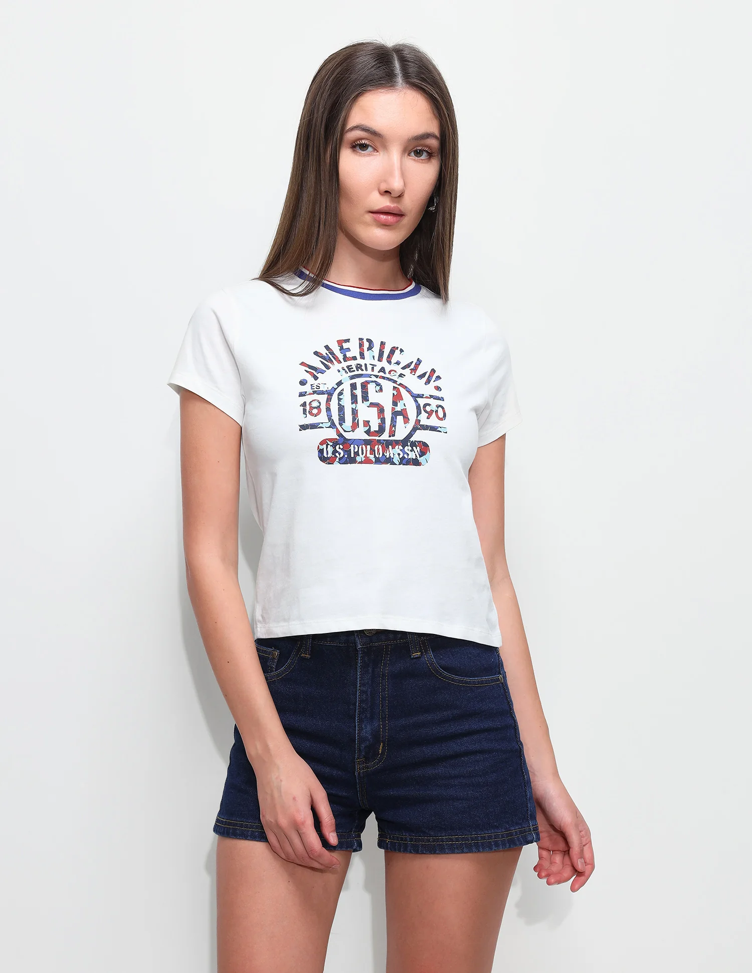 Graphic Brand Printed Fitted Ringer T-Shirt - Image 6