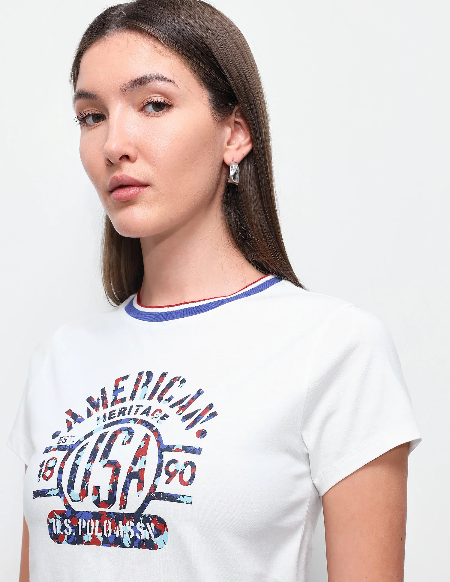 Graphic Brand Printed Fitted Ringer T-Shirt - Image 7