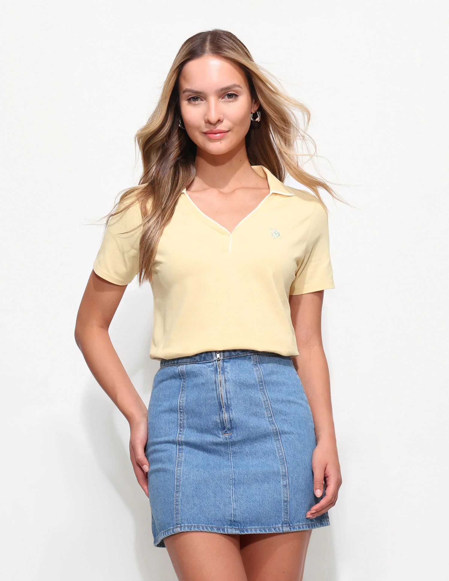 Half Collar Solid Polo Shirt