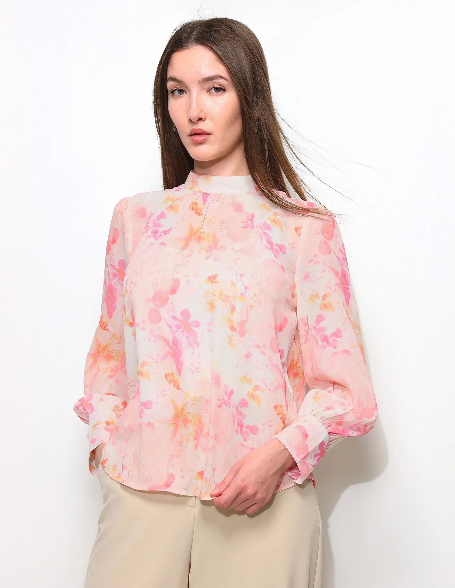 High Neck Floral Printed Top