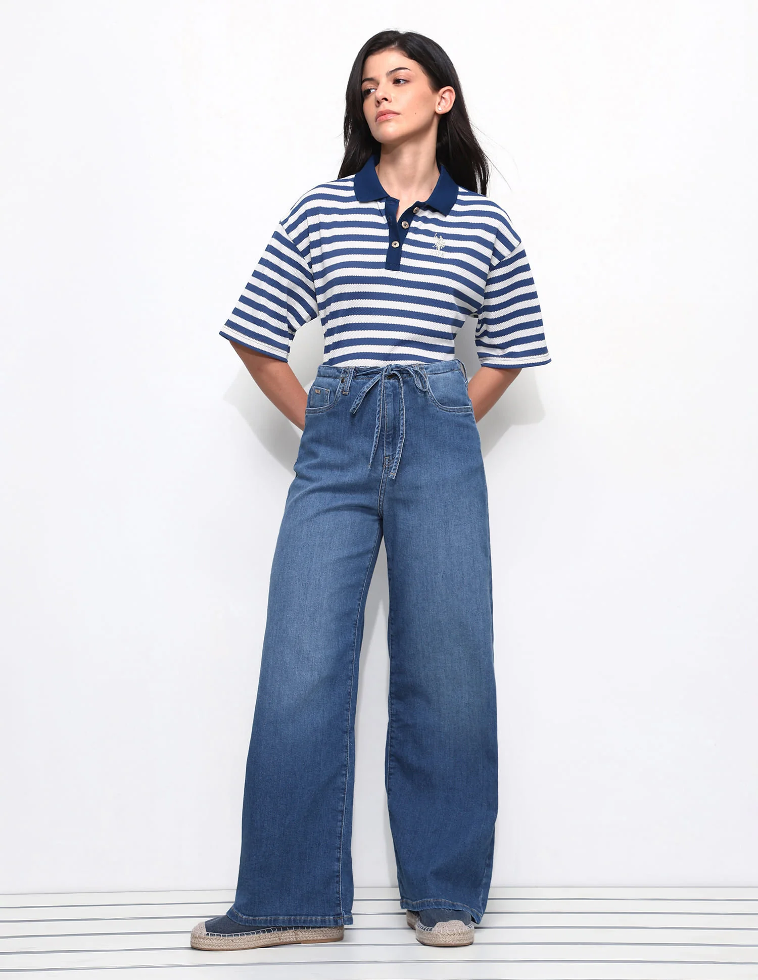 High Rise Baggy Fit Tie Up Jeans - Image 3