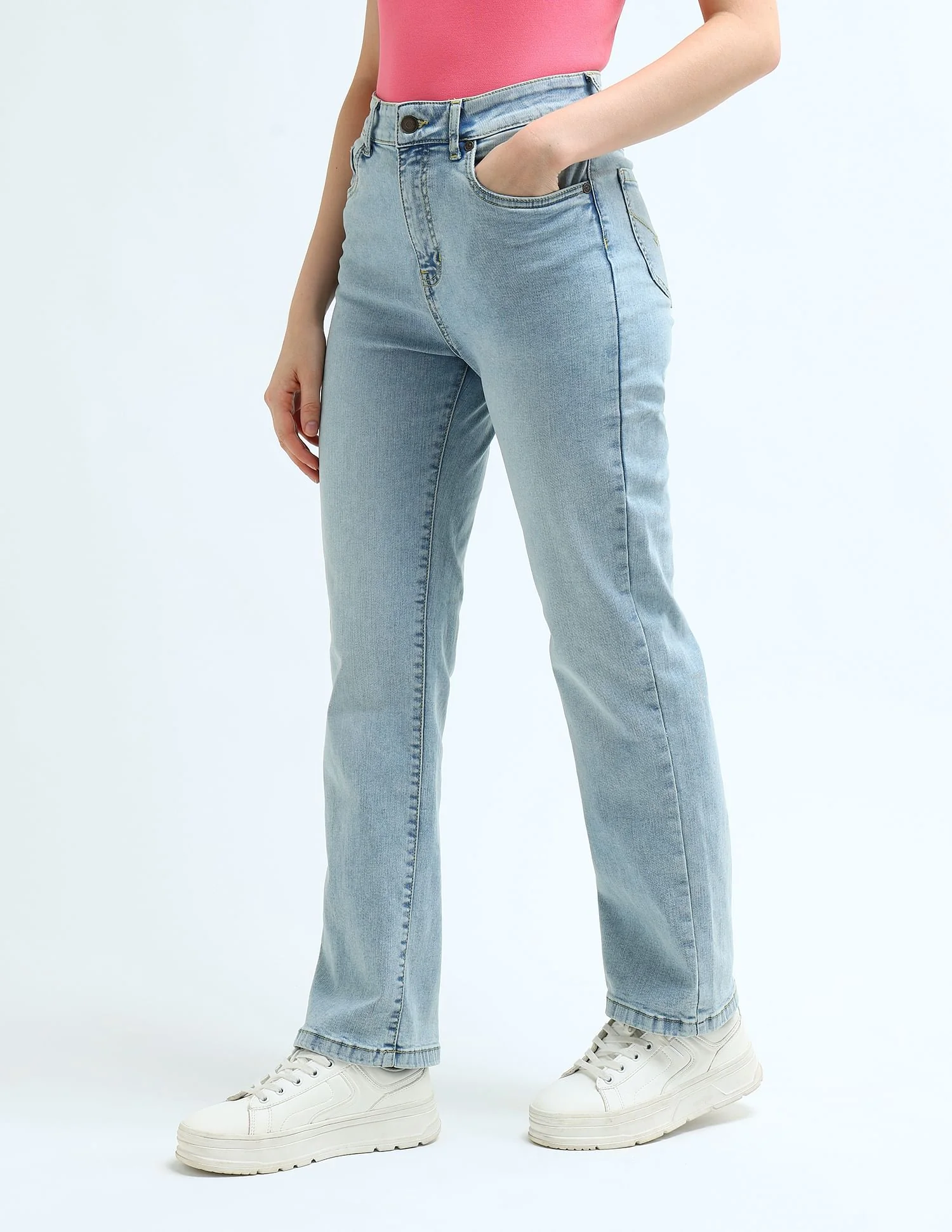 High Rise Tinted Straight Fit Jeans - Image 4