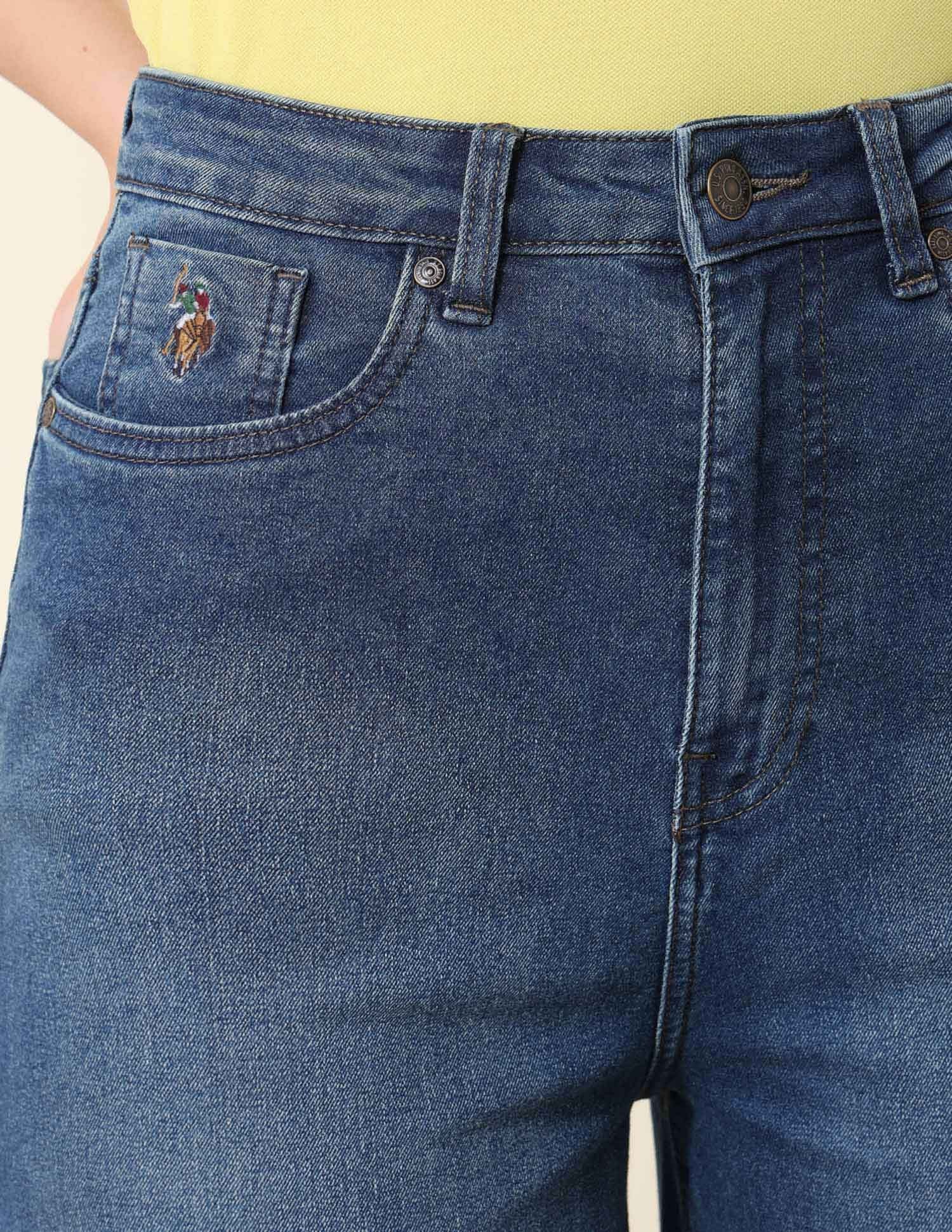 High Rise Wide Leg Cut & Sew Tinted Jeans - Image 7
