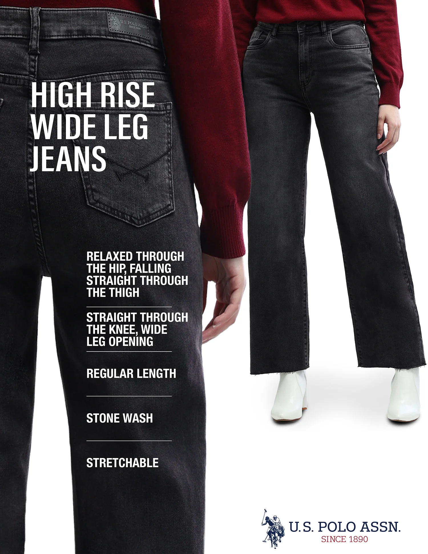 High Rise Wideleg Stretchable Jeans - Image 9