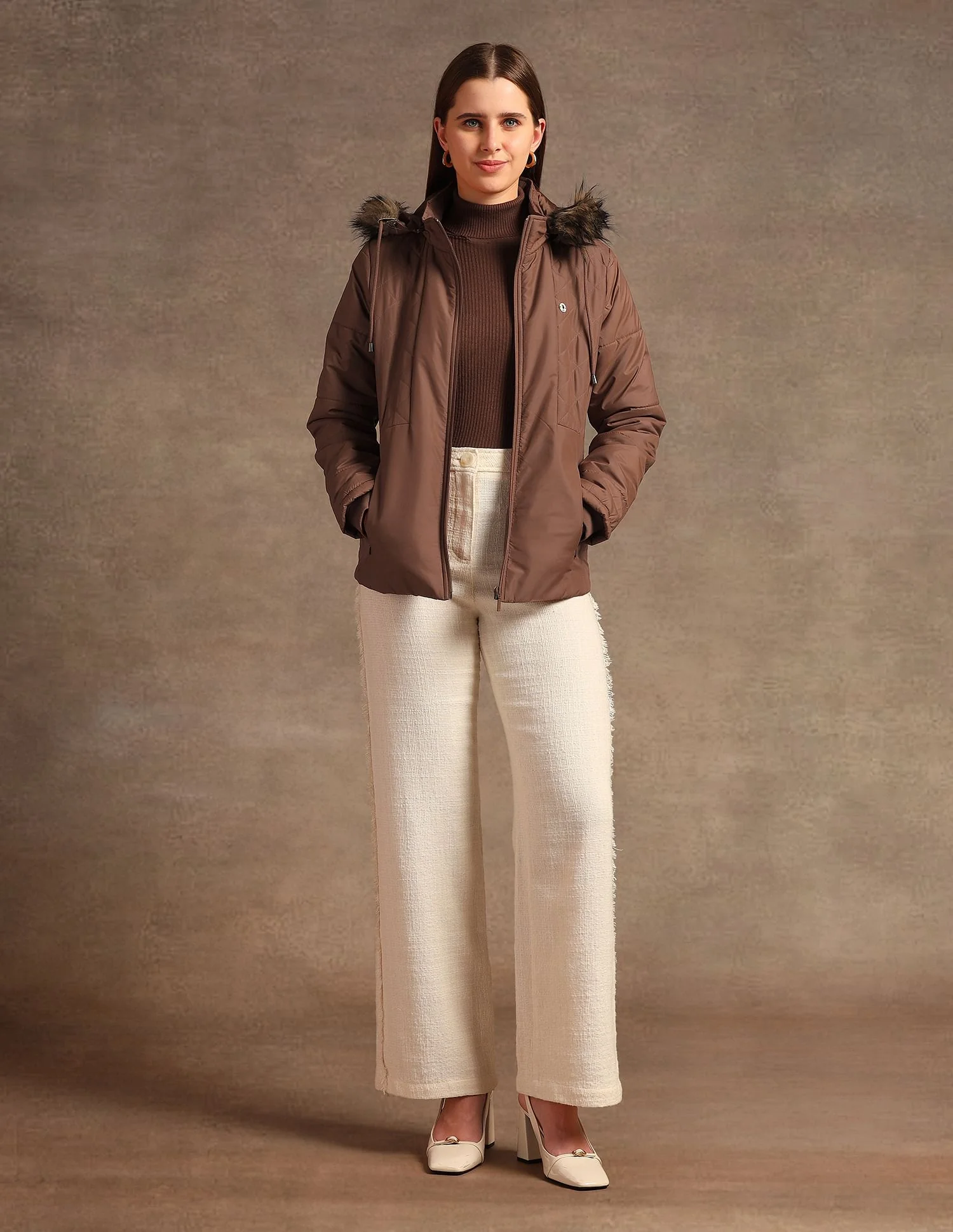 Hooded Solid Padded Jacket - Image 3