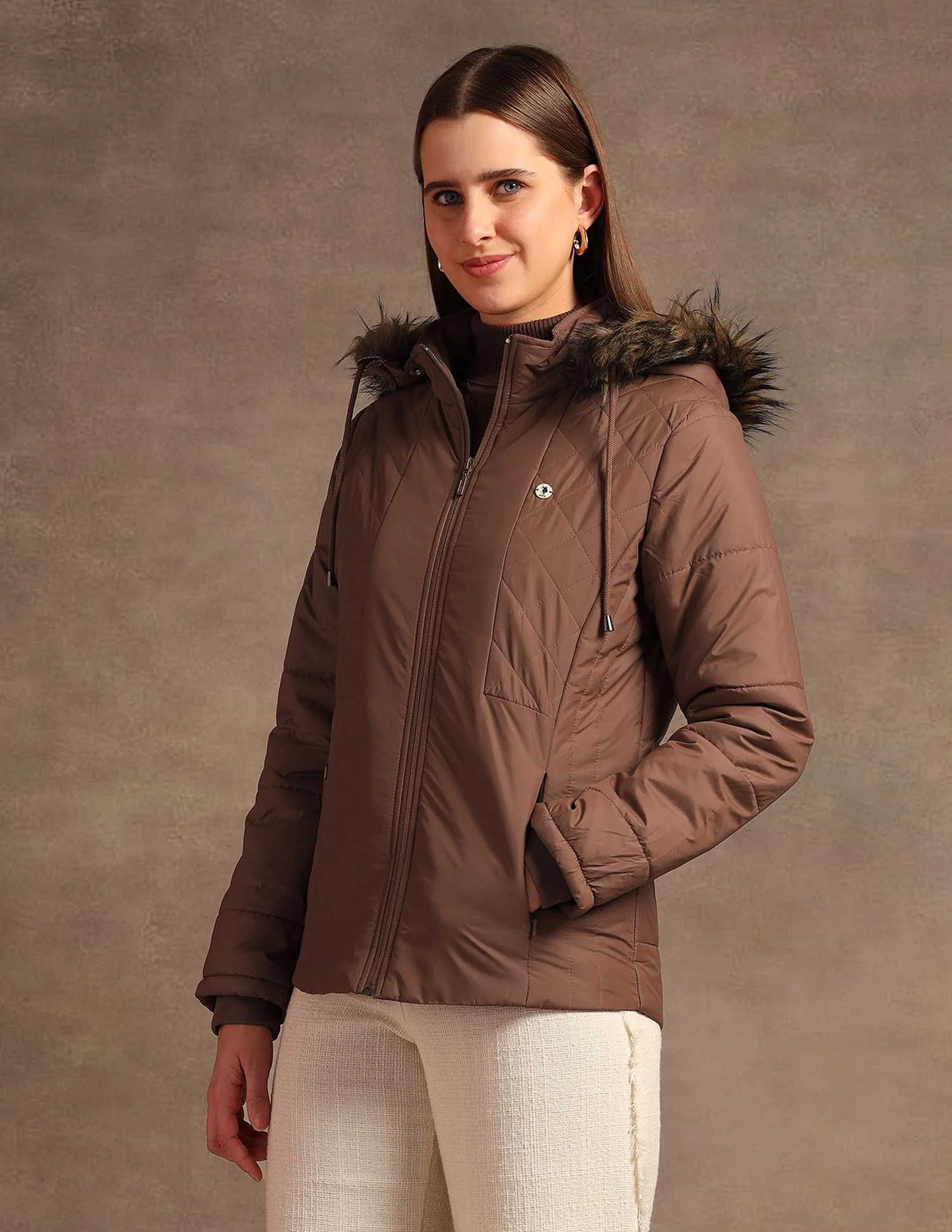 Hooded Solid Padded Jacket - Image 4