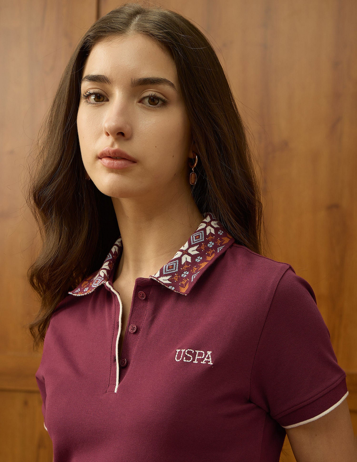 Jacquard Collar Solid Polo Shirt - Image 7