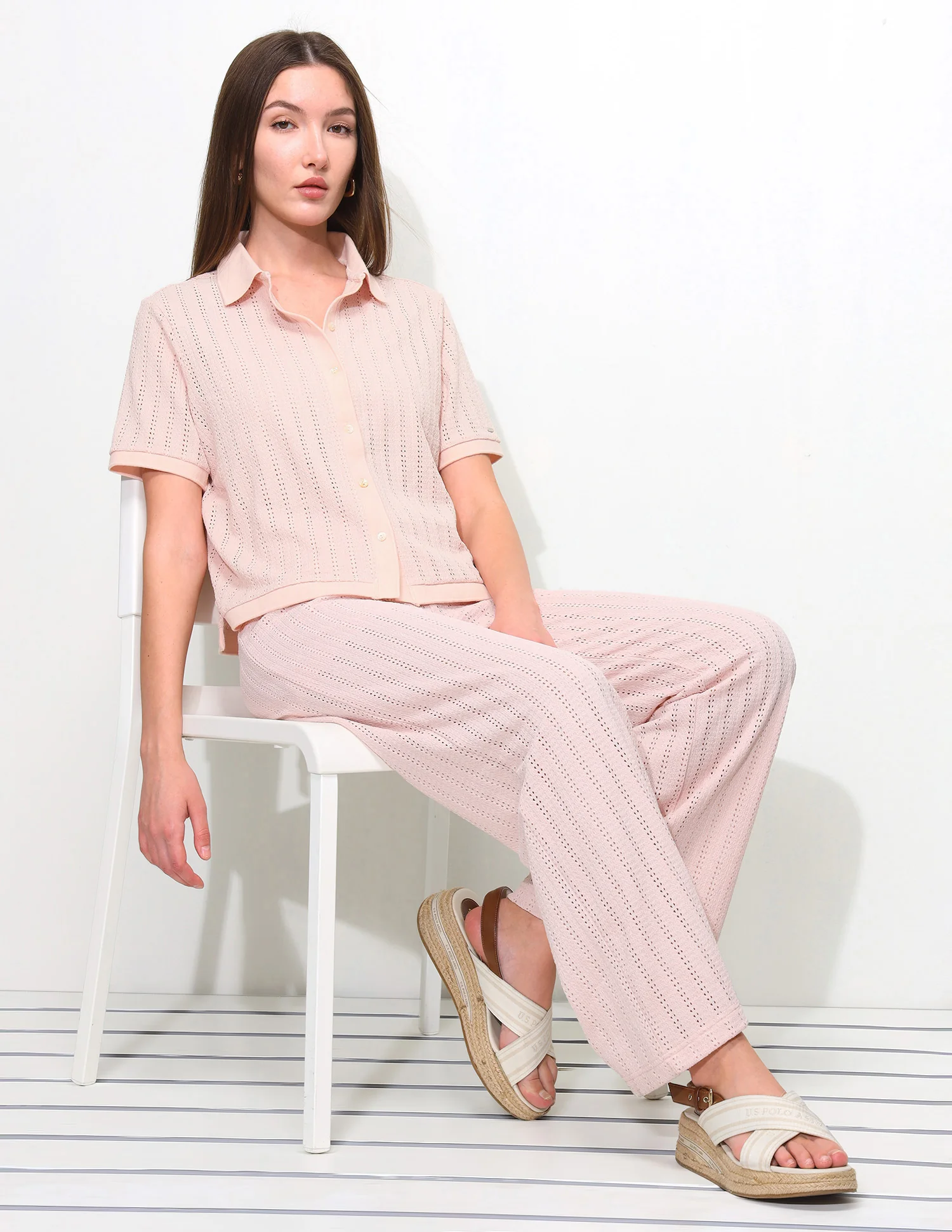 Lace Boxy Fit Polo Shirt
