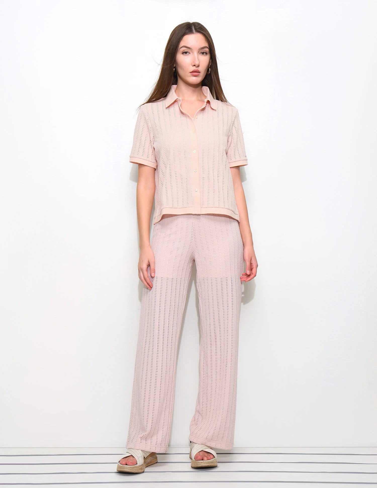 Lace Boxy Fit Polo Shirt - Image 3