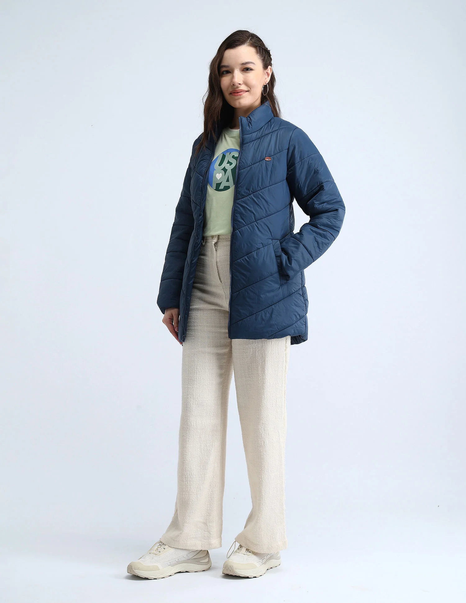 Longline High Neck Puffer Jacket - Image 3