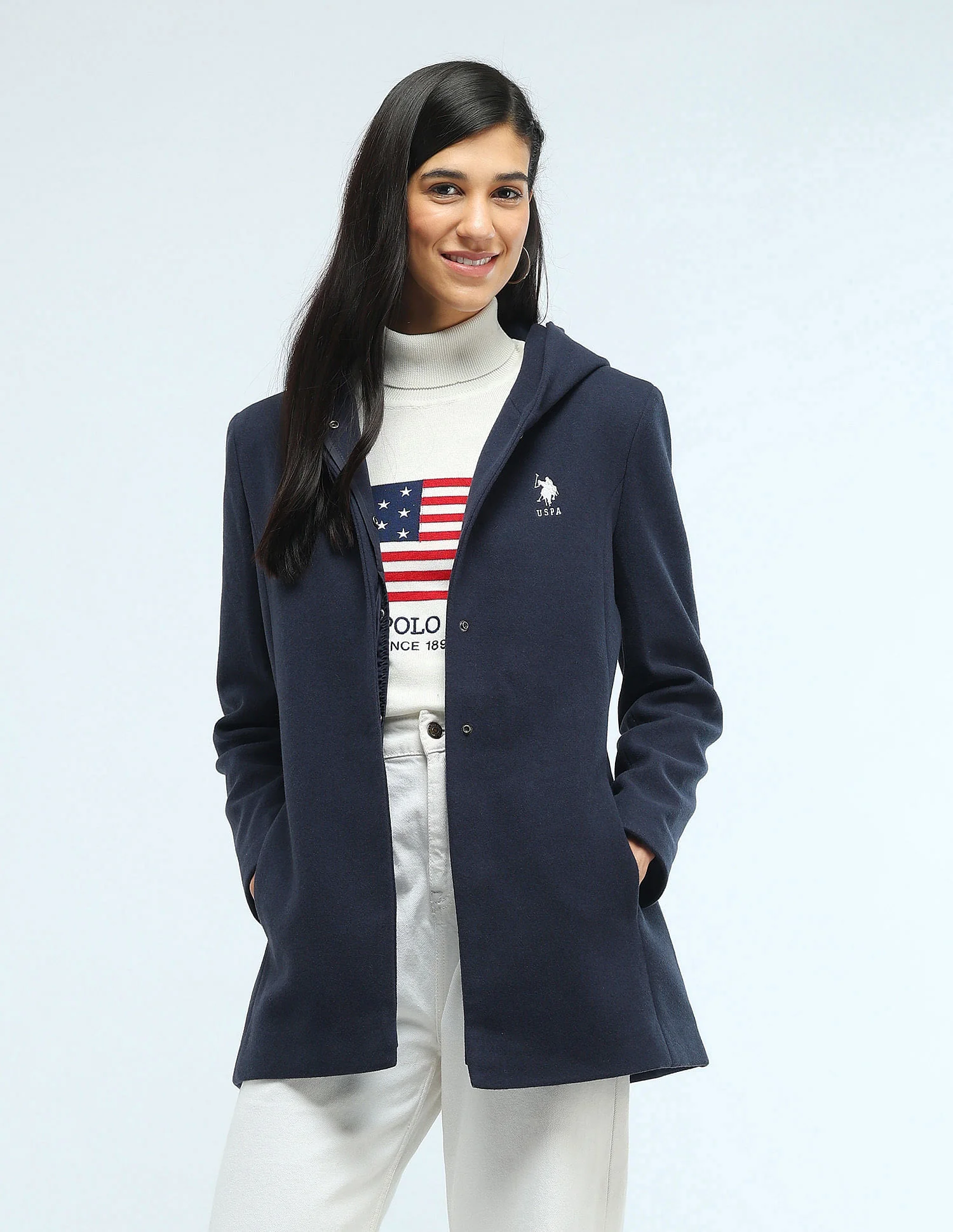 Longline Solid Hooded Jacket