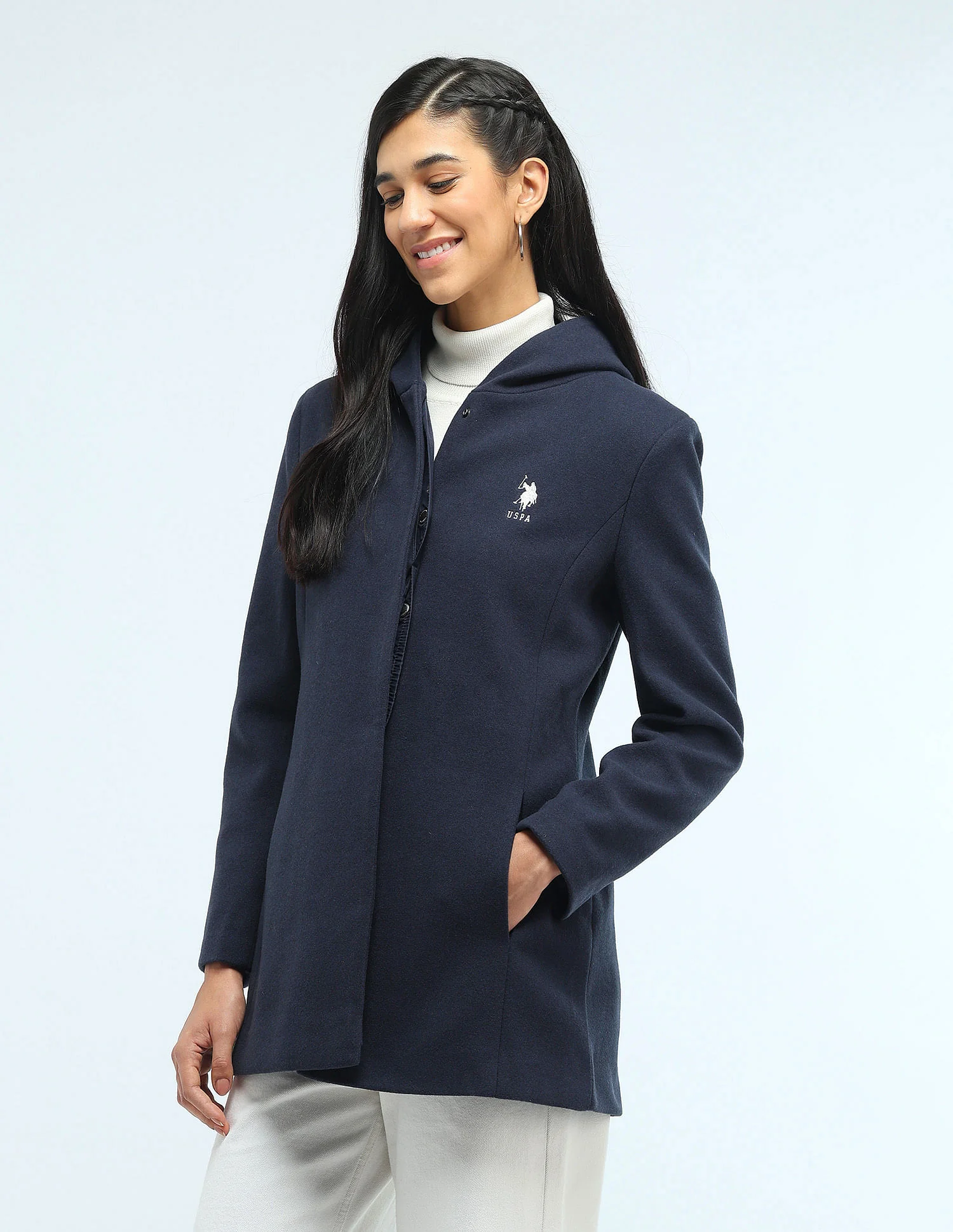 Longline Solid Hooded Jacket - Image 4