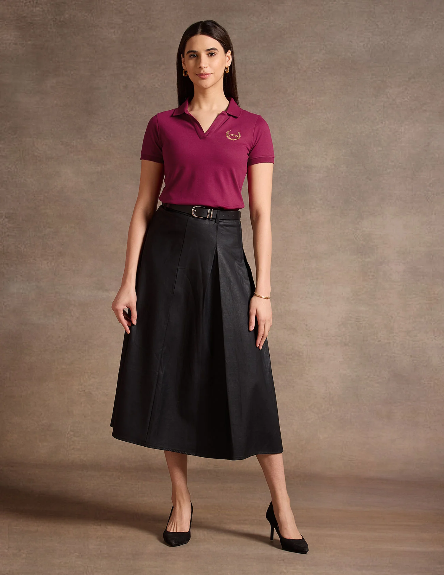 Lurex Branding V Neck Polo Shirt - Image 3