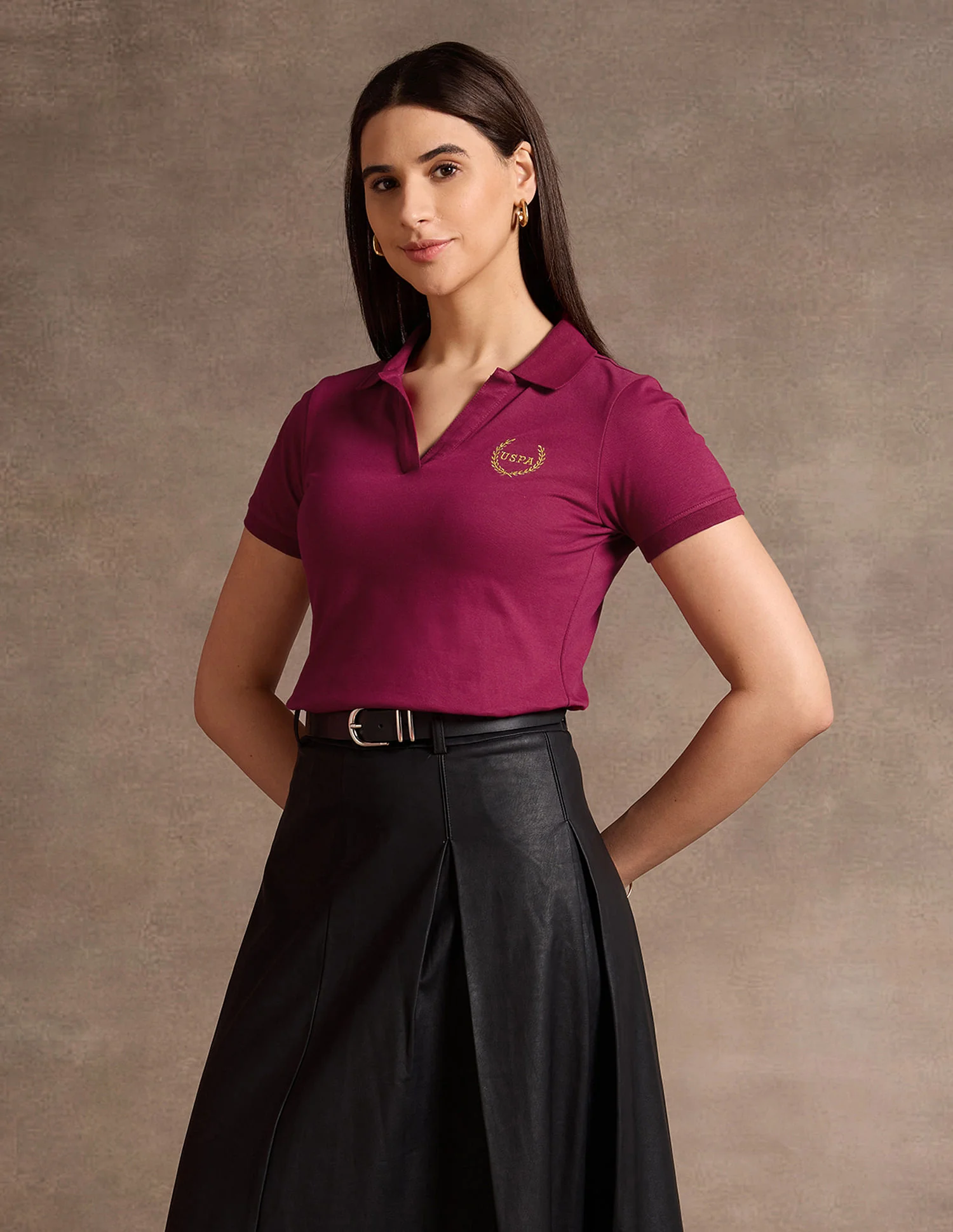 Lurex Branding V Neck Polo Shirt - Image 4