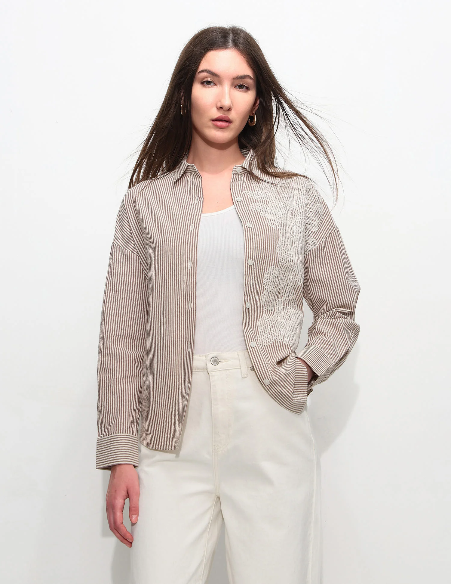 Oversized Fit Striped Shirt - Image 10