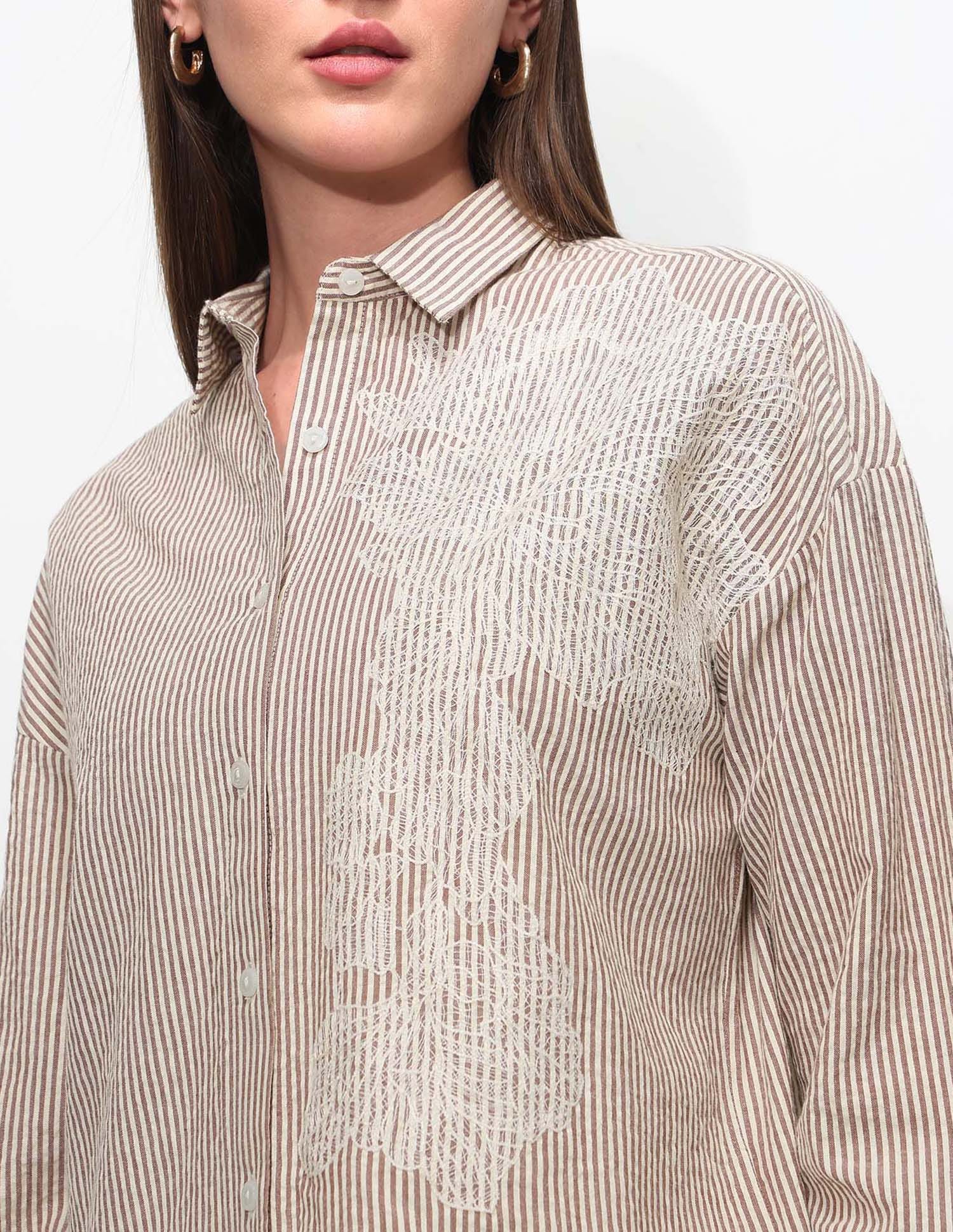 Oversized Fit Striped Shirt - Image 7
