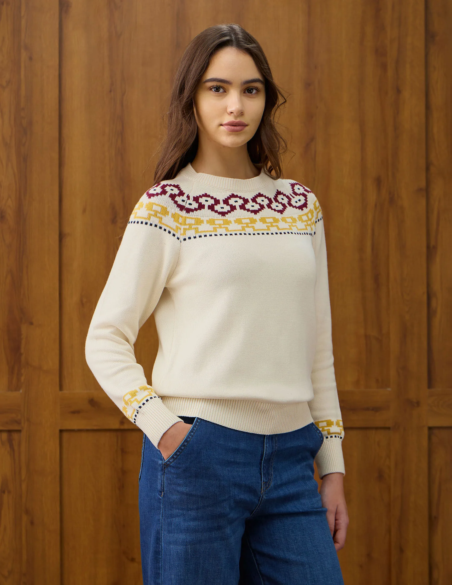 Patterned Knit Regular Fit Sweater - Image 4