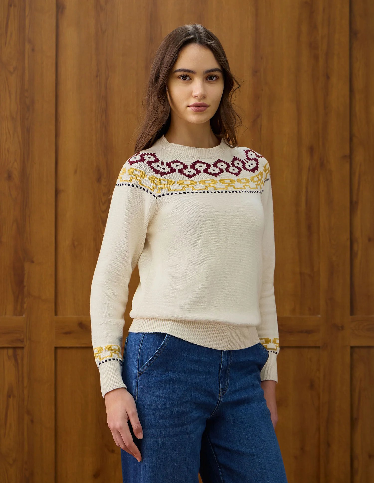 Patterned Knit Regular Fit Sweater - Image 8