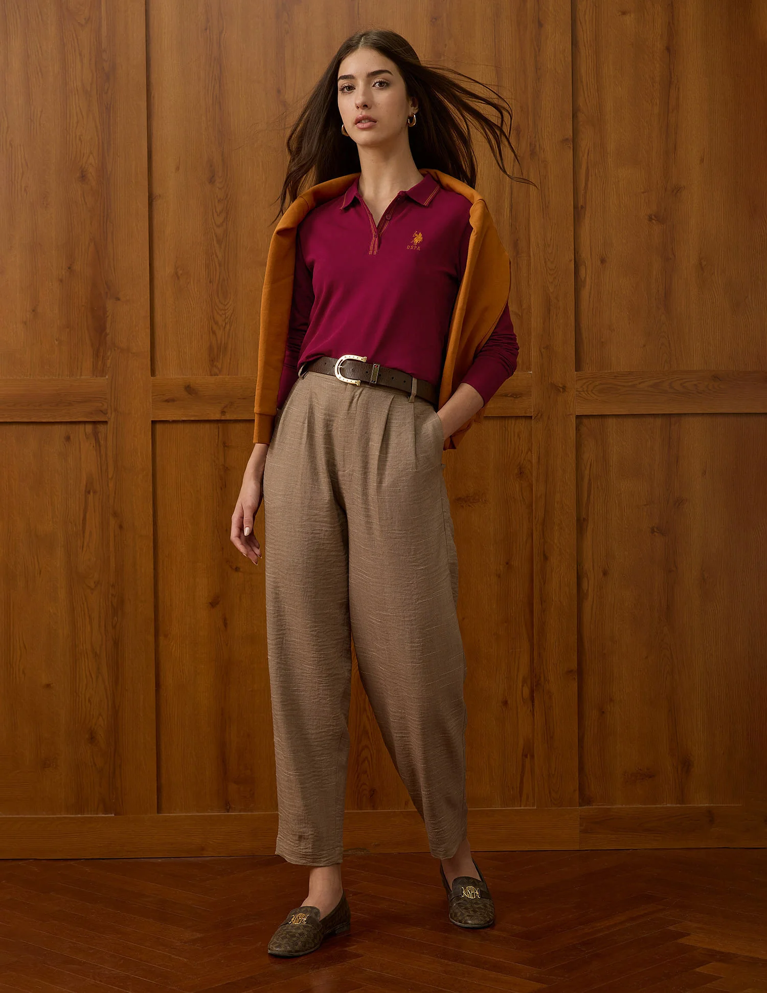 Polo Collar Cotton Tshirt With Full Sleeves - Image 3