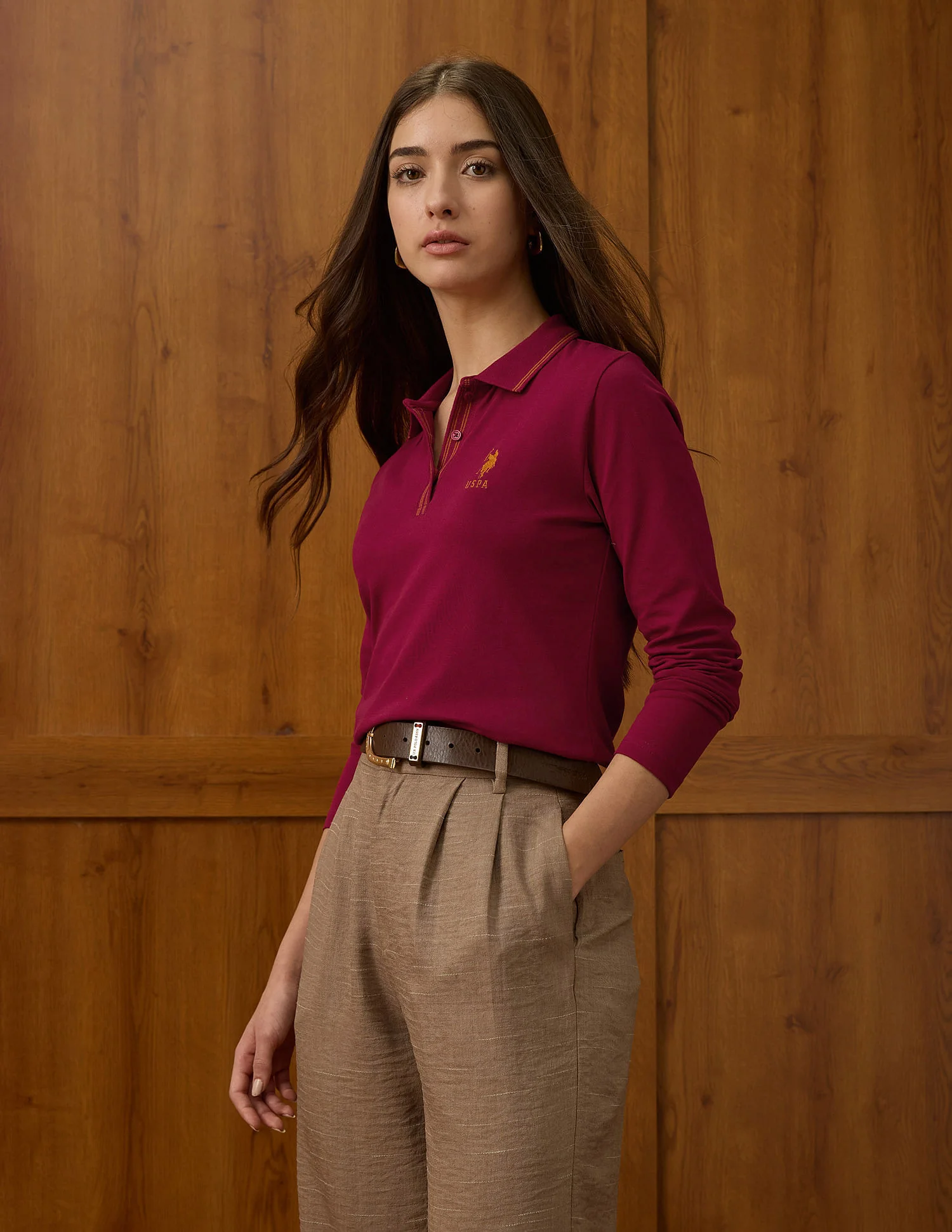 Polo Collar Cotton Tshirt With Full Sleeves - Image 4