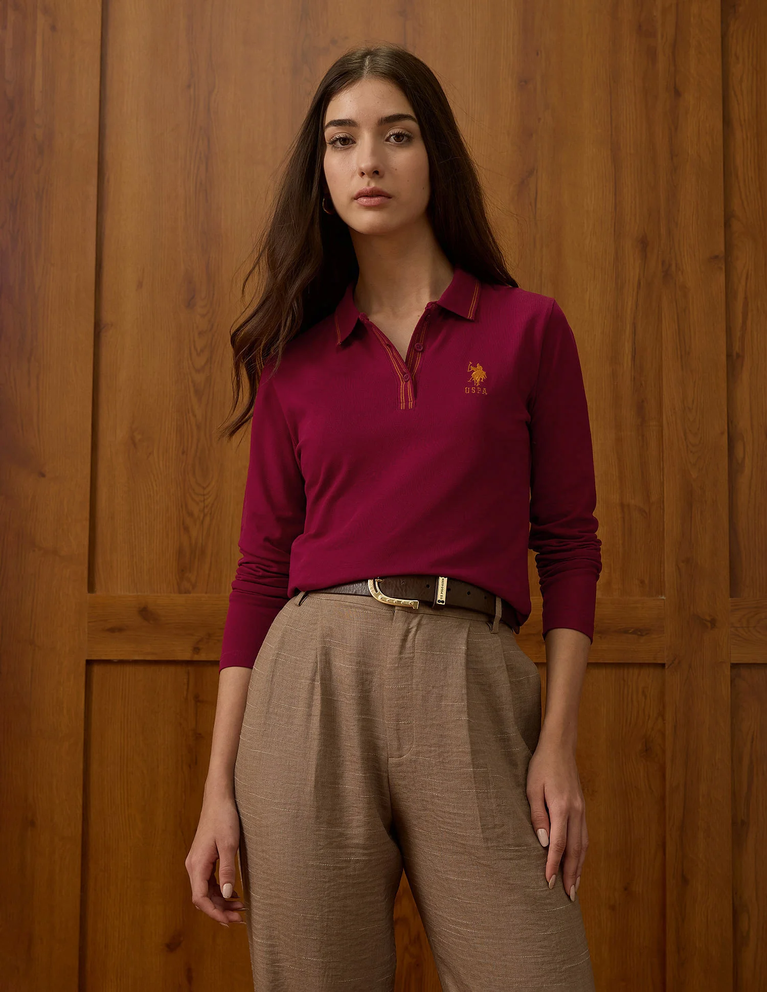 Polo Collar Cotton Tshirt With Full Sleeves - Image 6