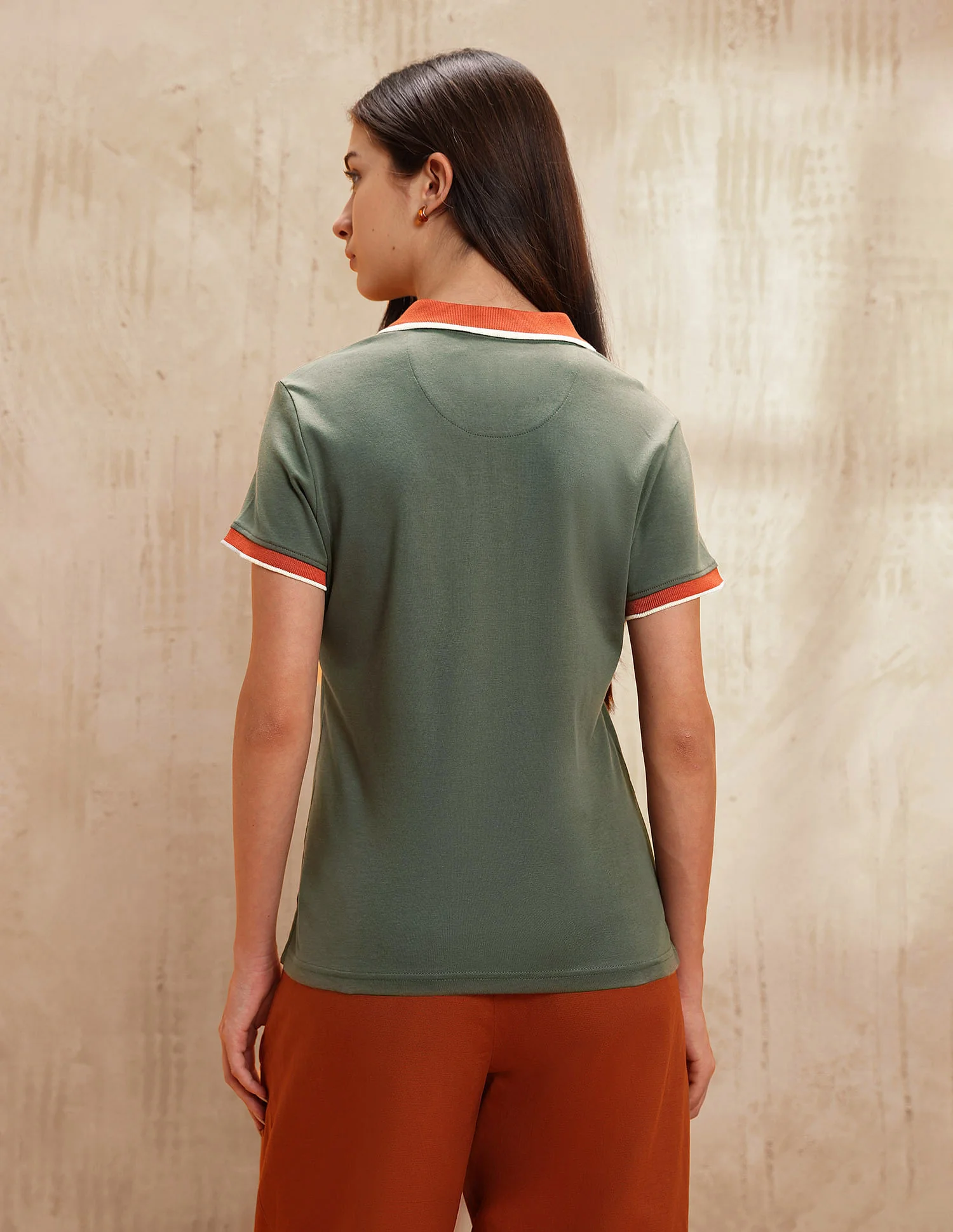 Polo Collar Cotton Tshirt With Zip - Image 5