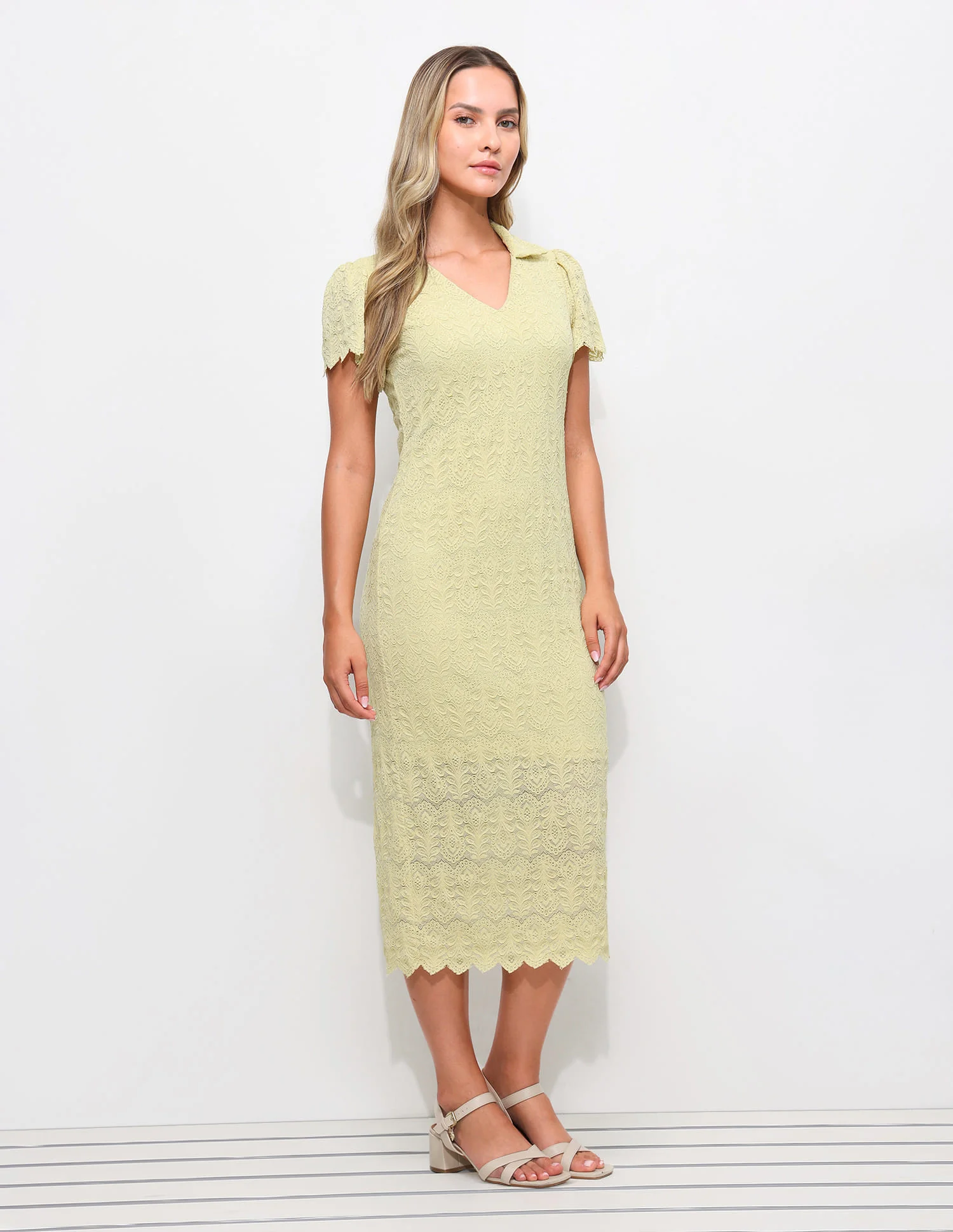 Polo Collar Lace Dress - Image 4