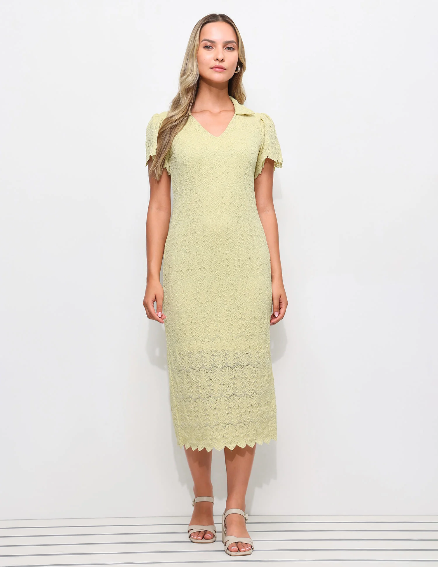 Polo Collar Lace Dress - Image 6
