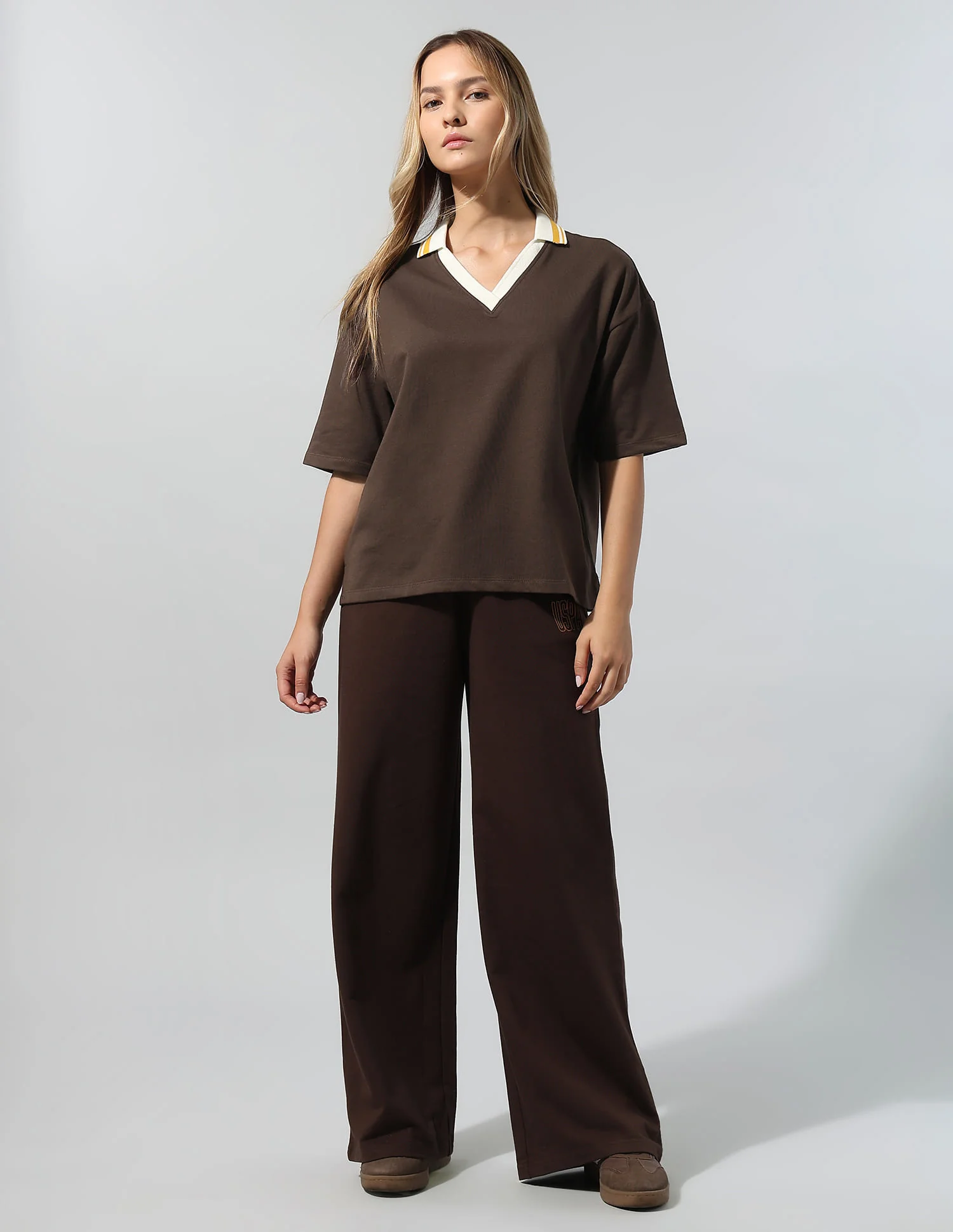 Polo Collar T-Shirt With Wide Leg Pants - Image 6