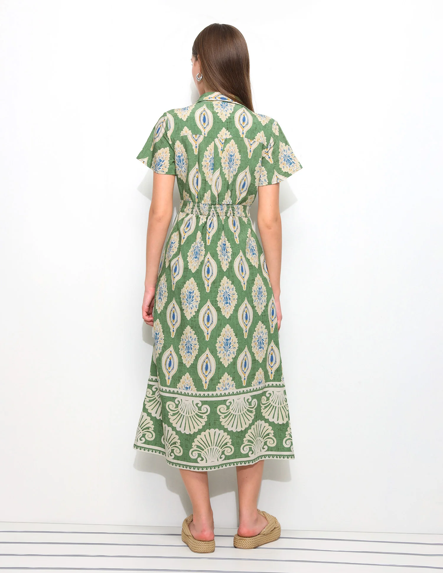 Printed Midi Wrap Dress - Image 5