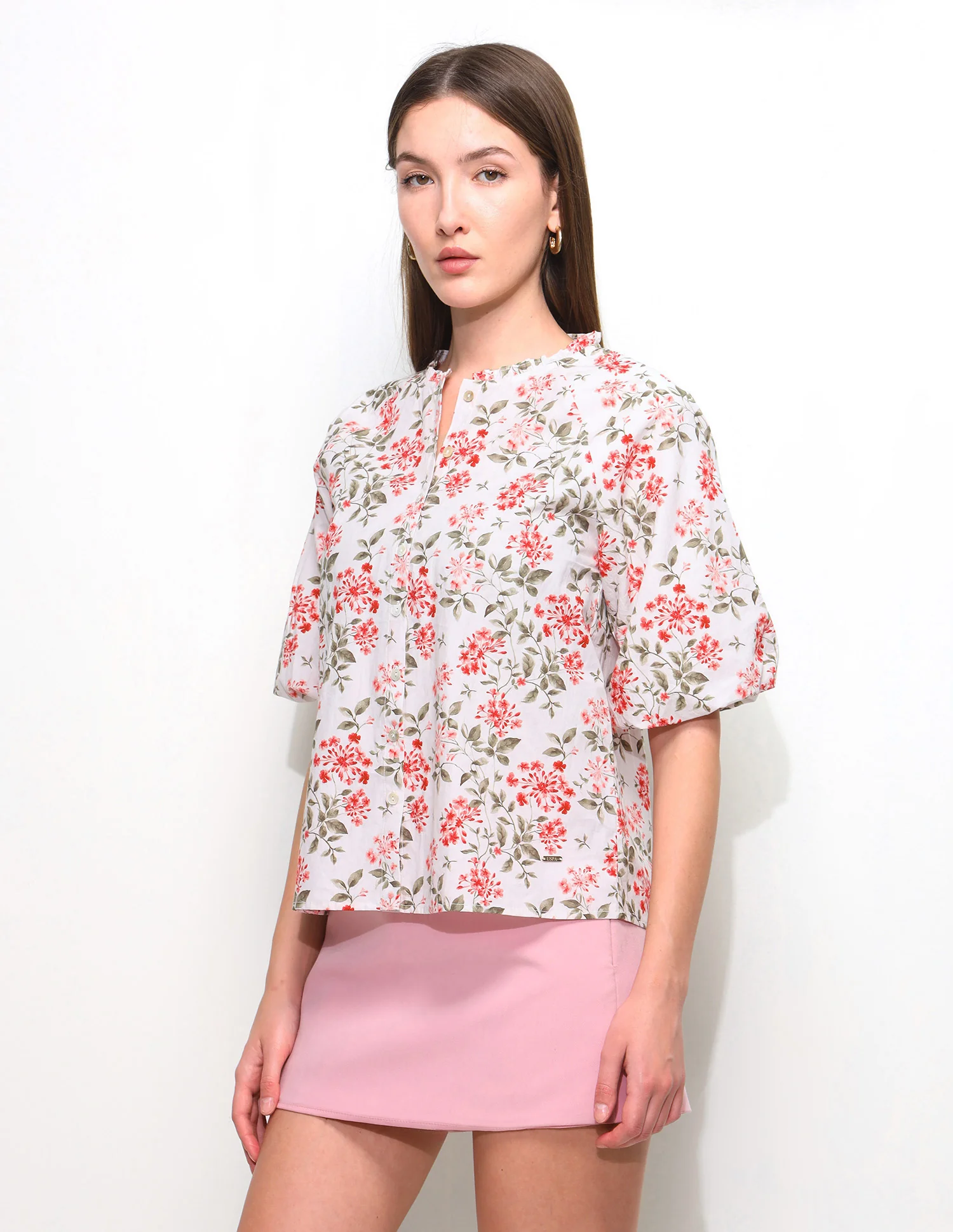 Raglan Balloon Sleeve Ruffle Neck Top - Image 4