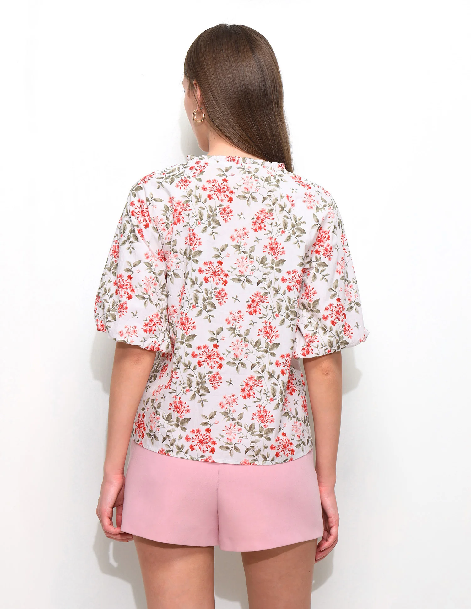 Raglan Balloon Sleeve Ruffle Neck Top - Image 5