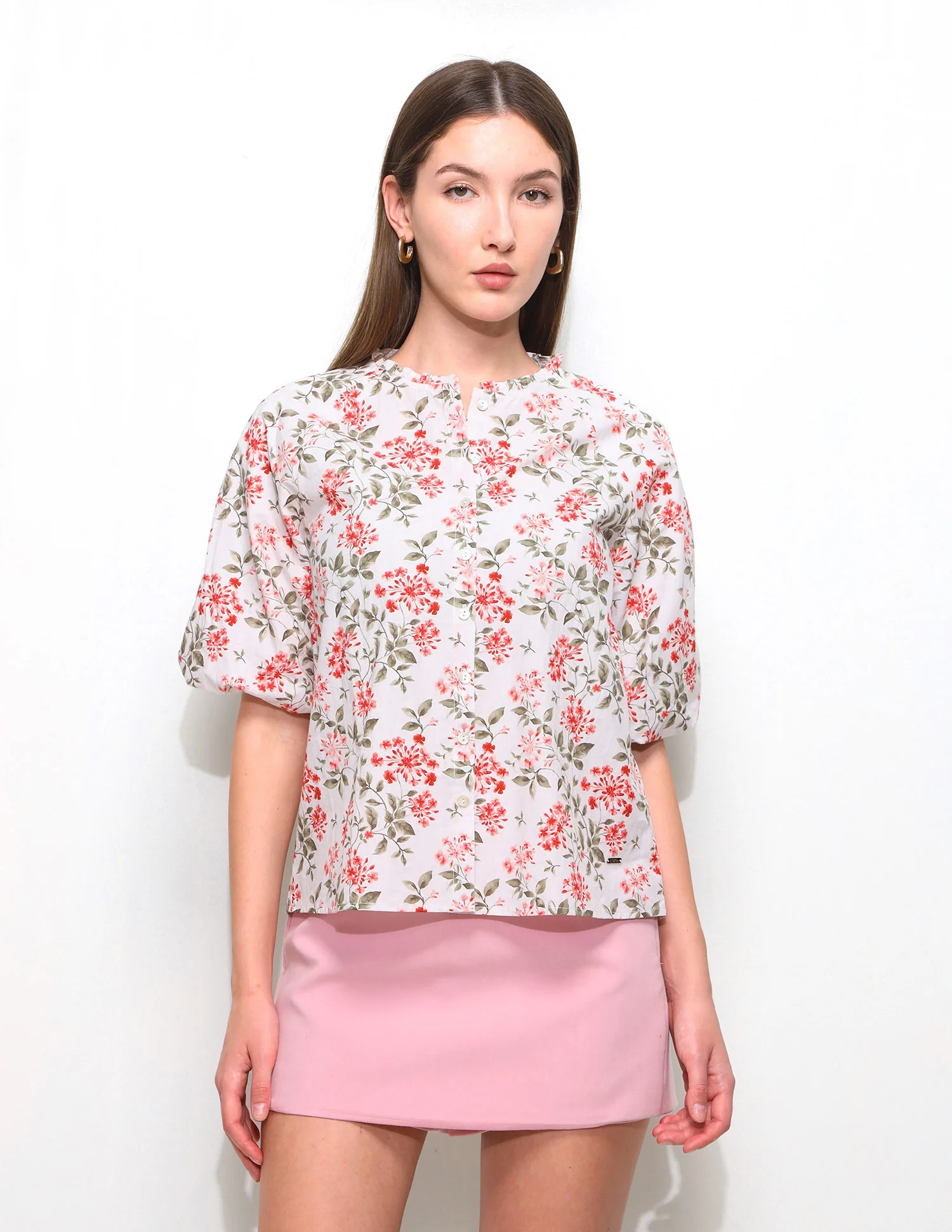 Raglan Balloon Sleeve Ruffle Neck Top - Image 6