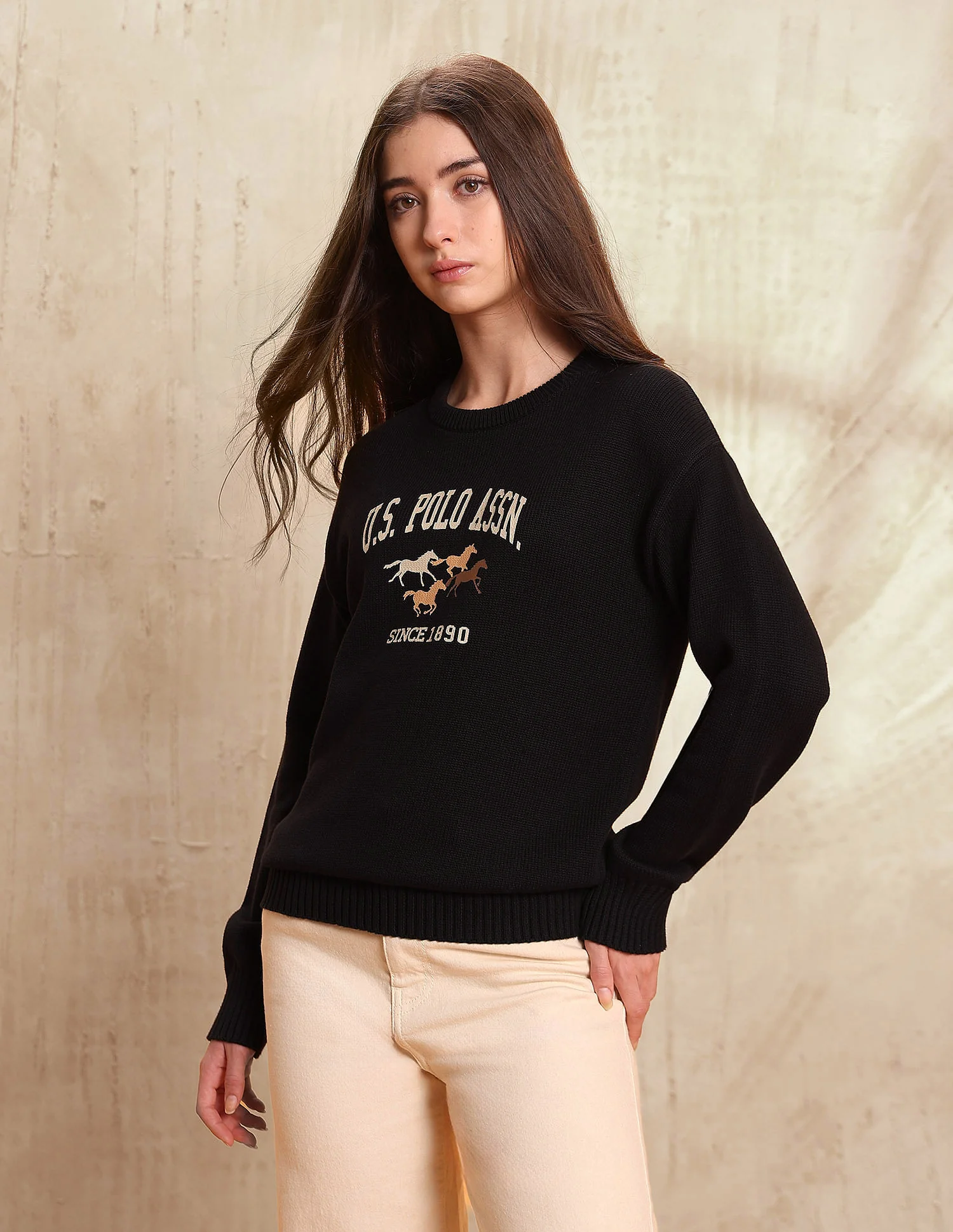 Regular Fit Brand Printed Sweater - Image 4