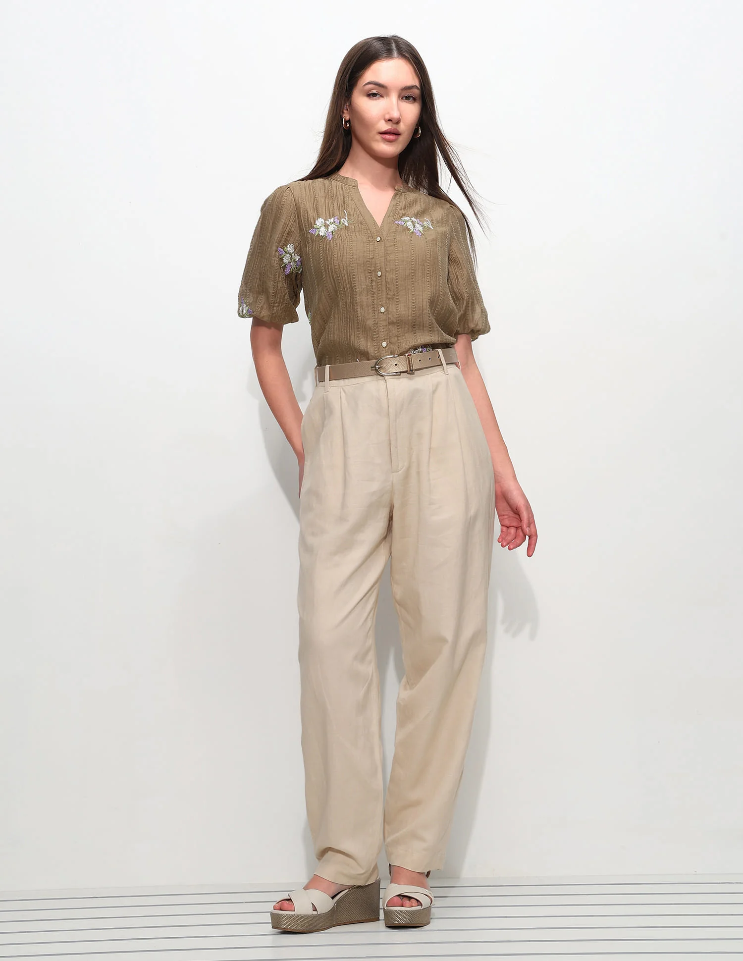 Regular Fit Floral Embroidered Top - Image 3