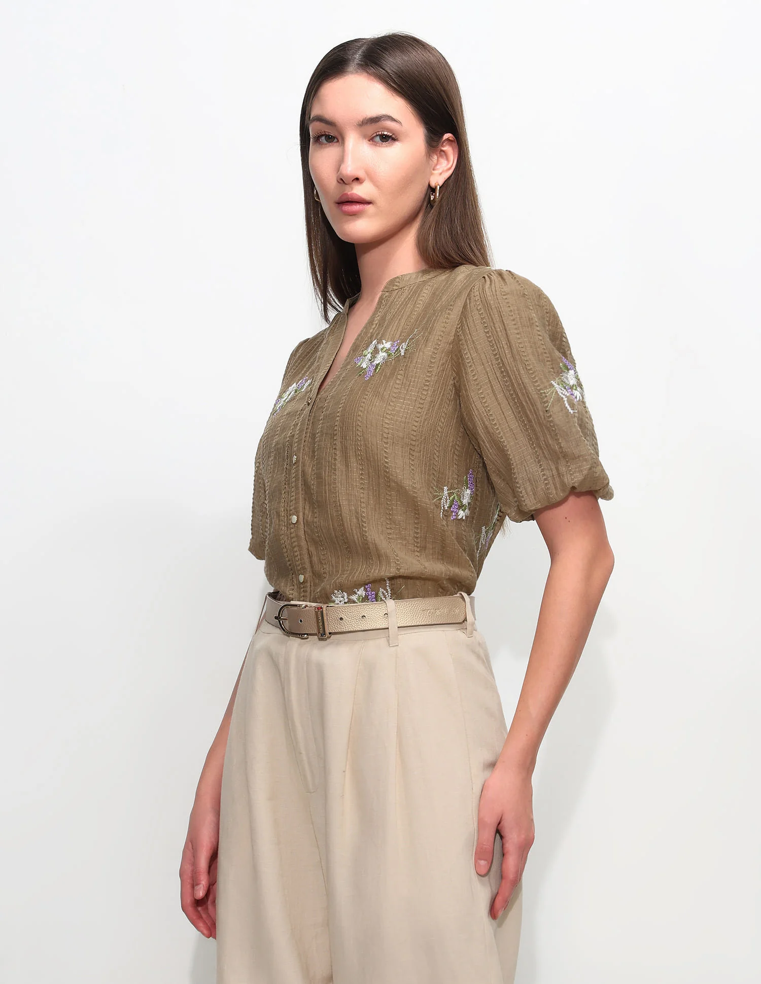 Regular Fit Floral Embroidered Top - Image 4