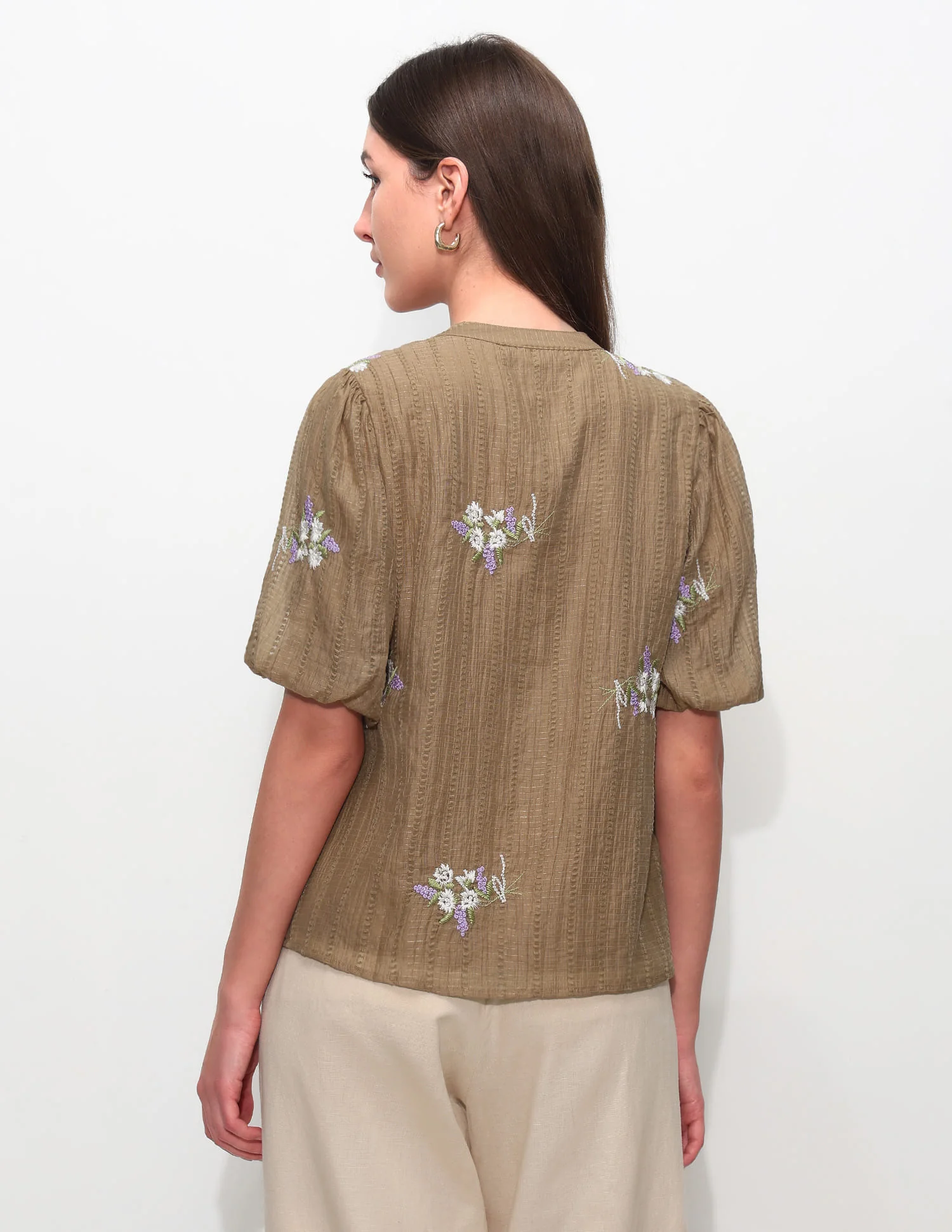 Regular Fit Floral Embroidered Top - Image 5