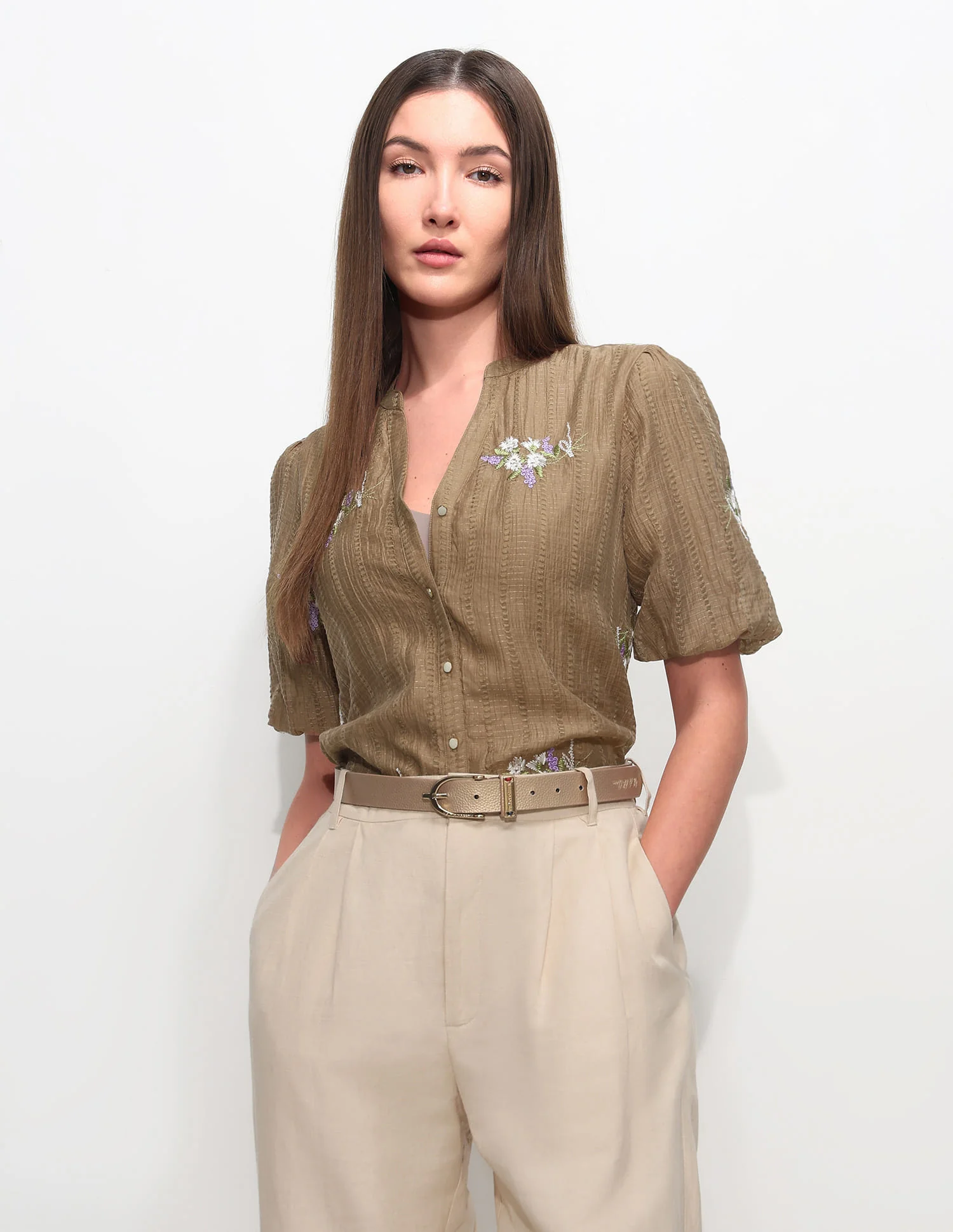 Regular Fit Floral Embroidered Top - Image 6