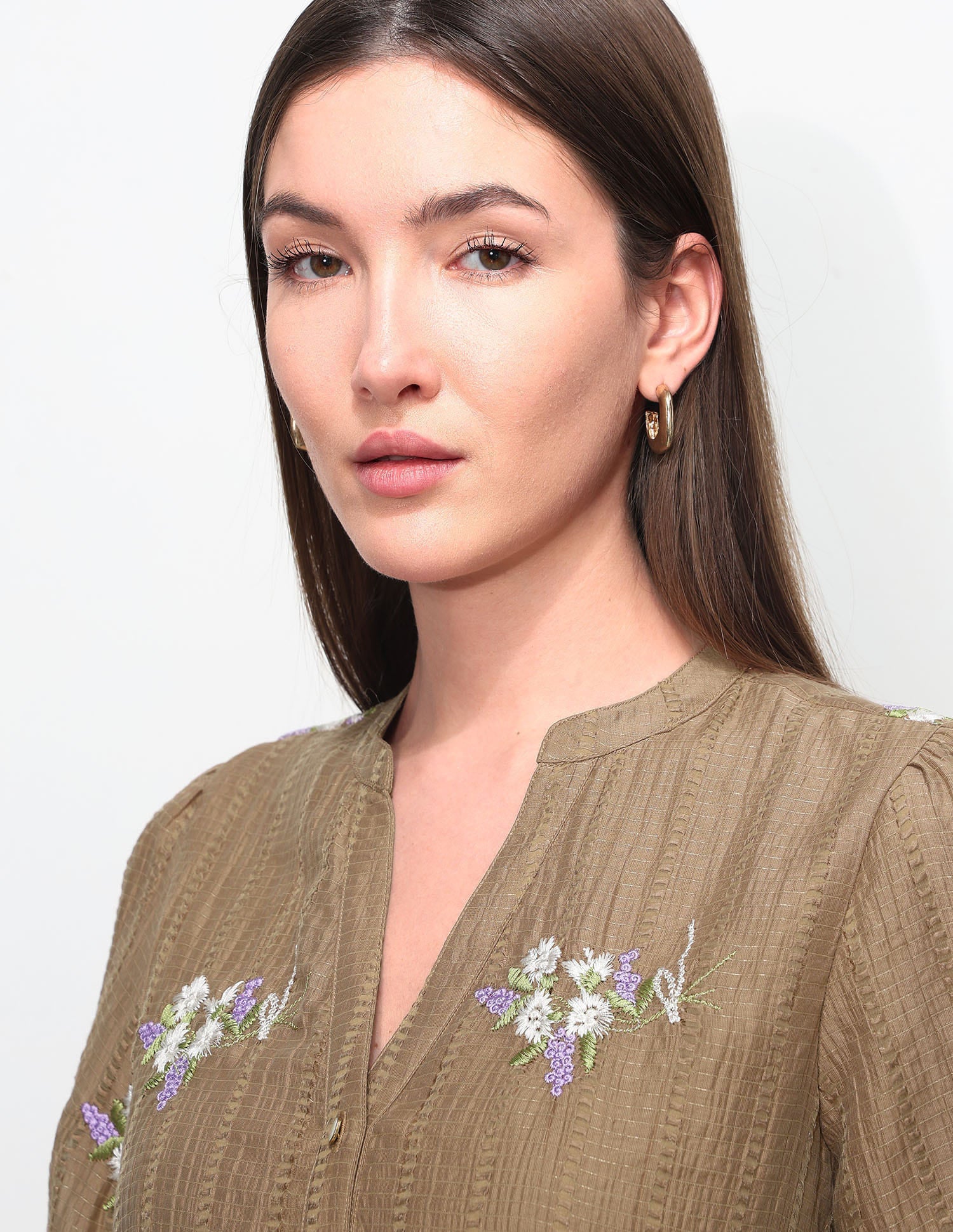Regular Fit Floral Embroidered Top - Image 7