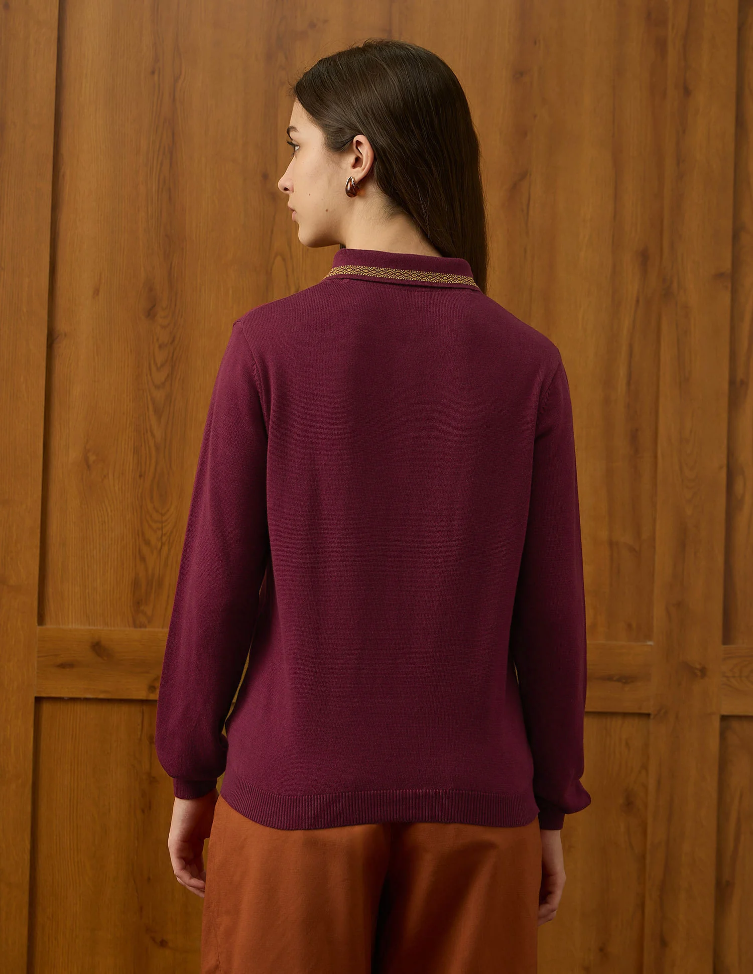 Regular Fit Polo Collar Sweater - Image 5