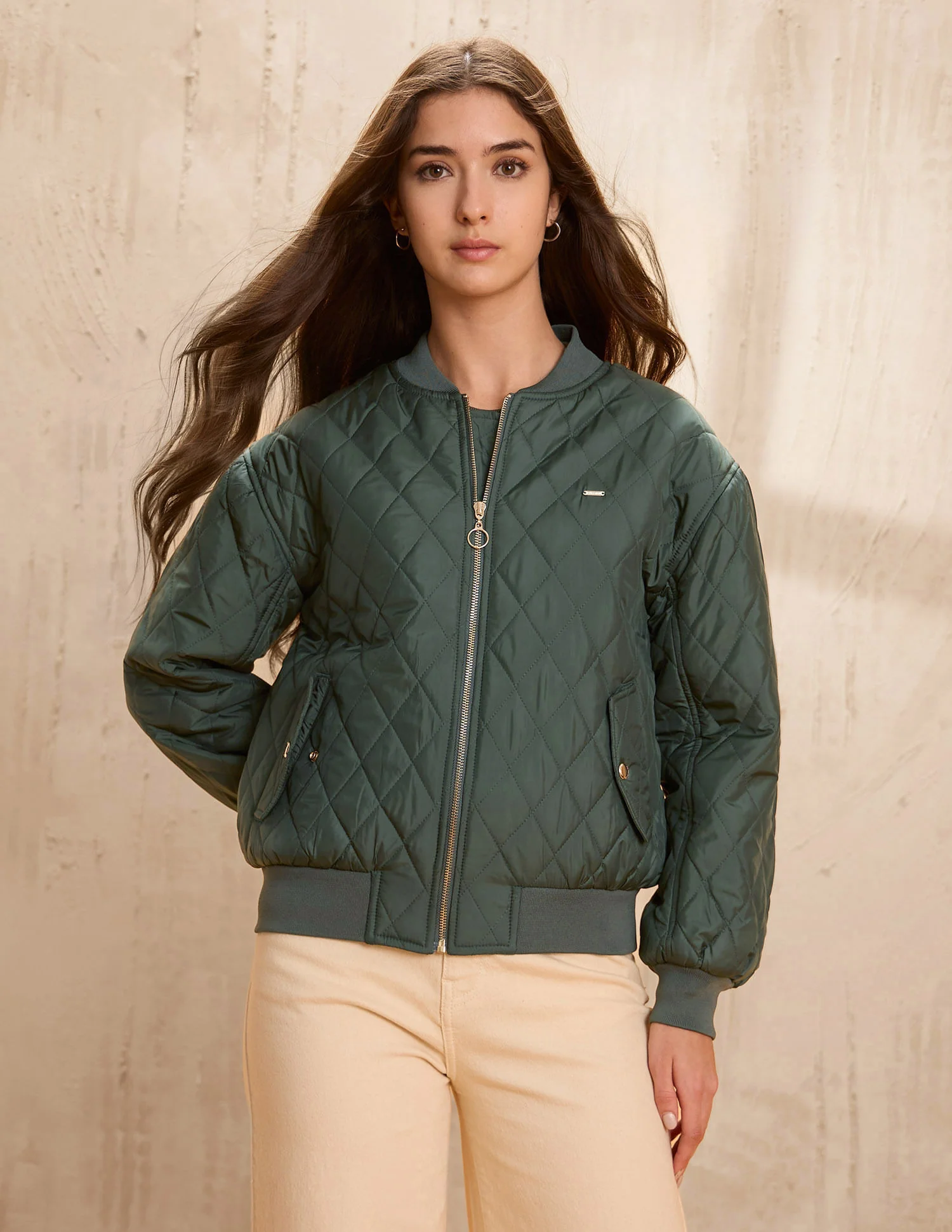 Relaxed Fit Solid Bomber Jacket - Image 6