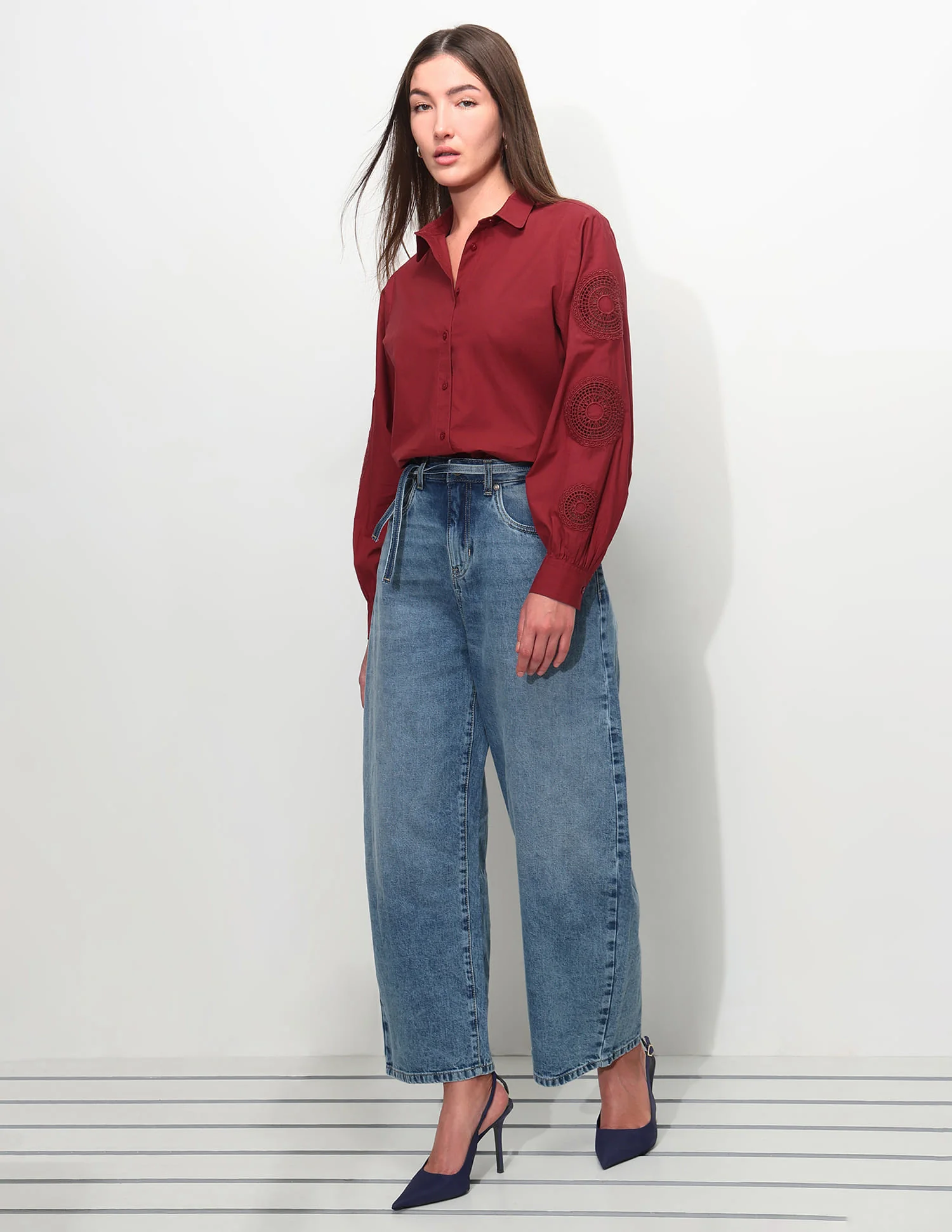Relaxed Fit Solid Shirt With Embroidery - Image 3