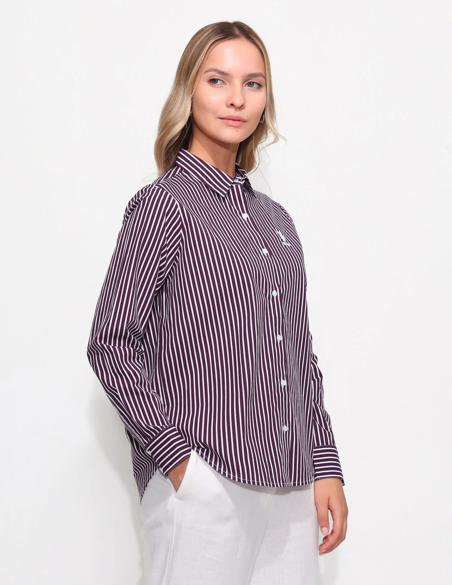 Relaxed Fit Striped Shirt With Embroidery - Image 4