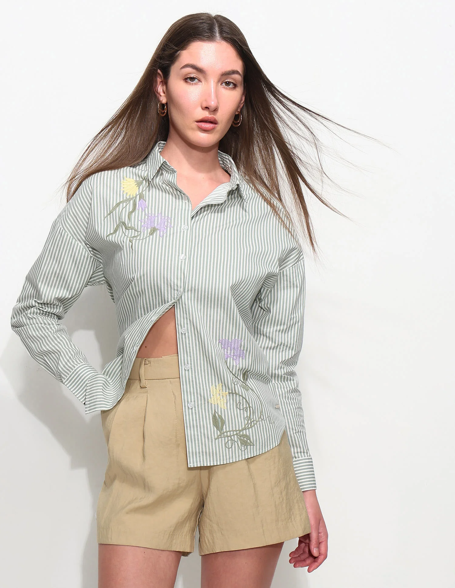 Relaxed Striped Shirt With Embroidery
