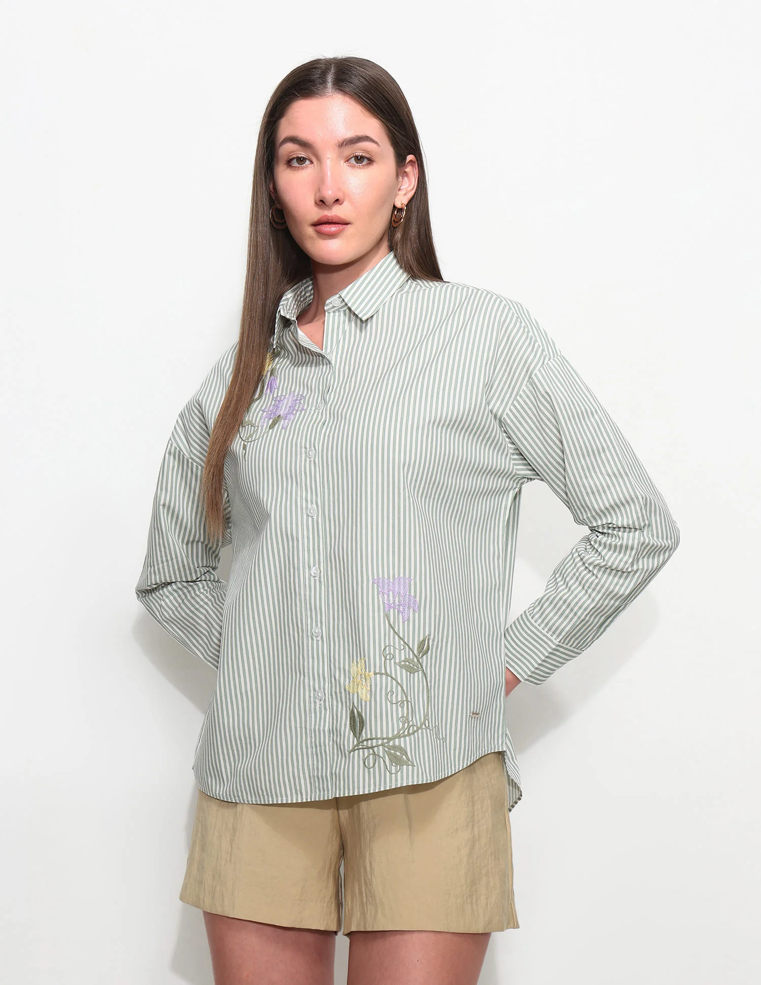 Relaxed Striped Shirt With Embroidery - Image 6