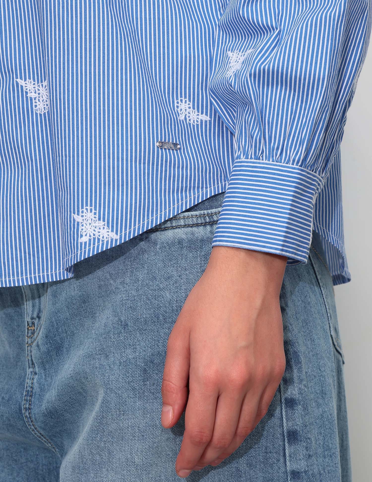 Relaxed Striped Shirt With Embroidery - Image 10